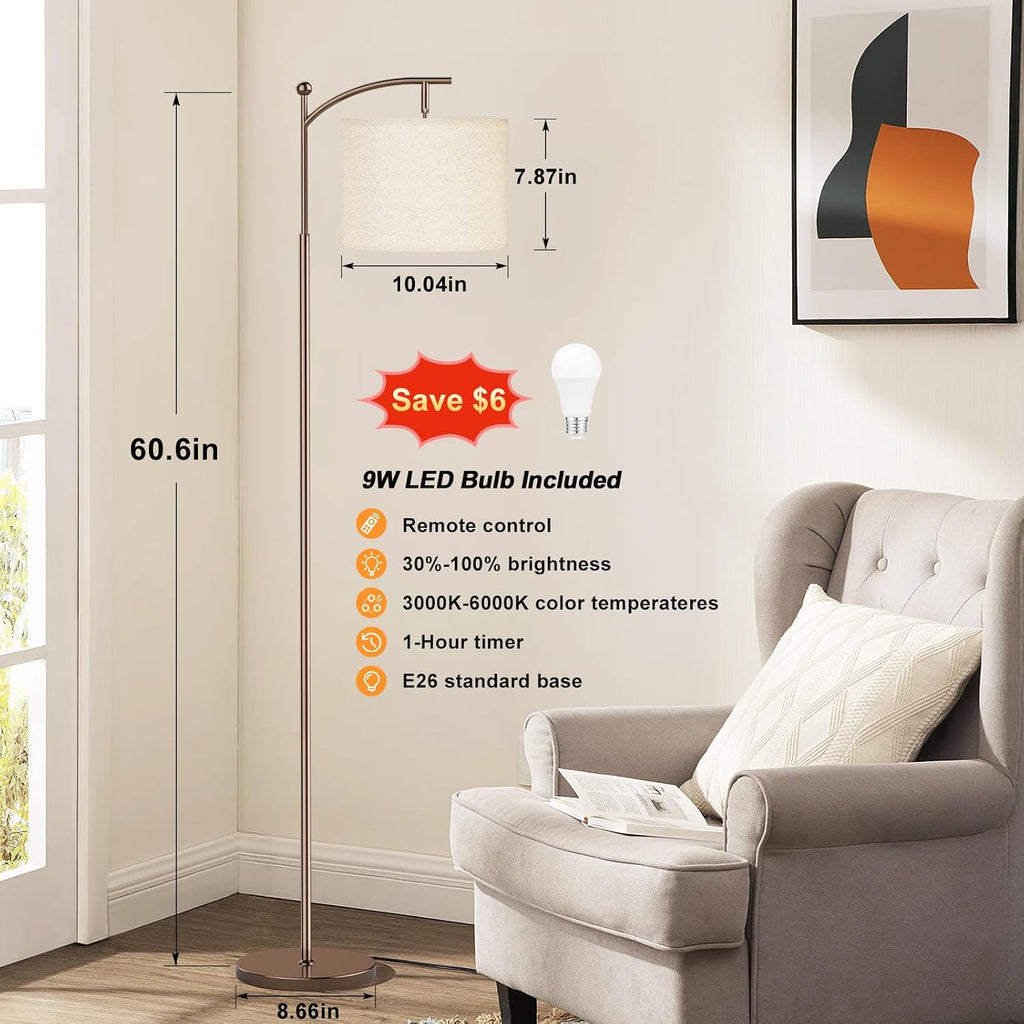 Ambimall 60" Floor Lamp with Remote Control and Stepless Dimmable Bulb, Colors Temperature & Brightness Adjustable, Modern Floor Lamps…