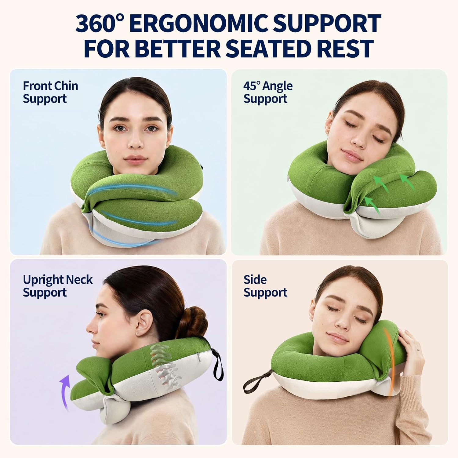 BUYUE Travel Neck Pillows for Airplanes, Memory Foam 360° Head Support Sleep for Long Flight, Skin-Friendly & Breathable, Kit with Eye…