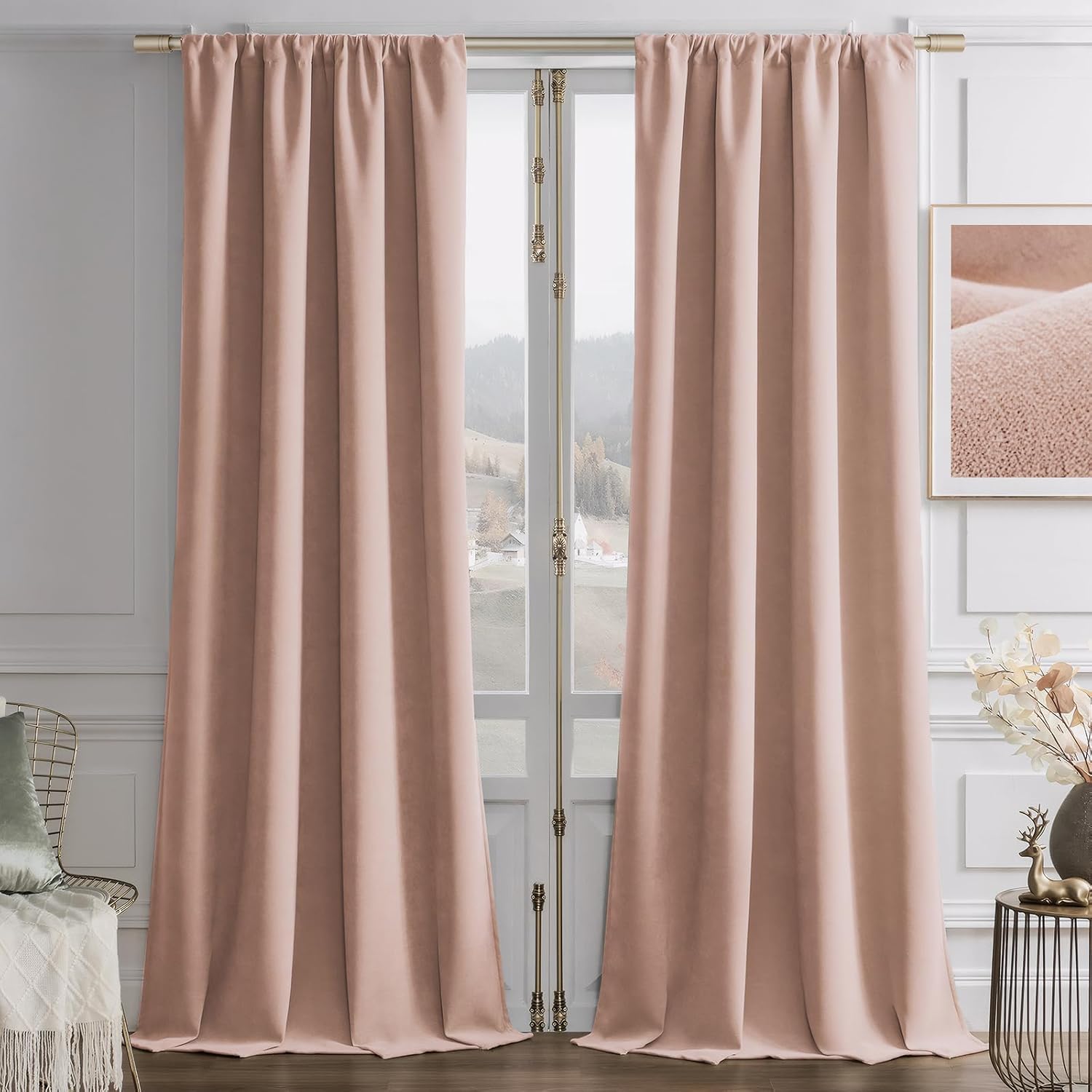 Joydeco Candy Pink Velvet Curtains 84 Inches 2 Panels, Luxury Thermal Insulated Soft Pink Curtains for Bedroom & Living Room, Room Darkenin…
