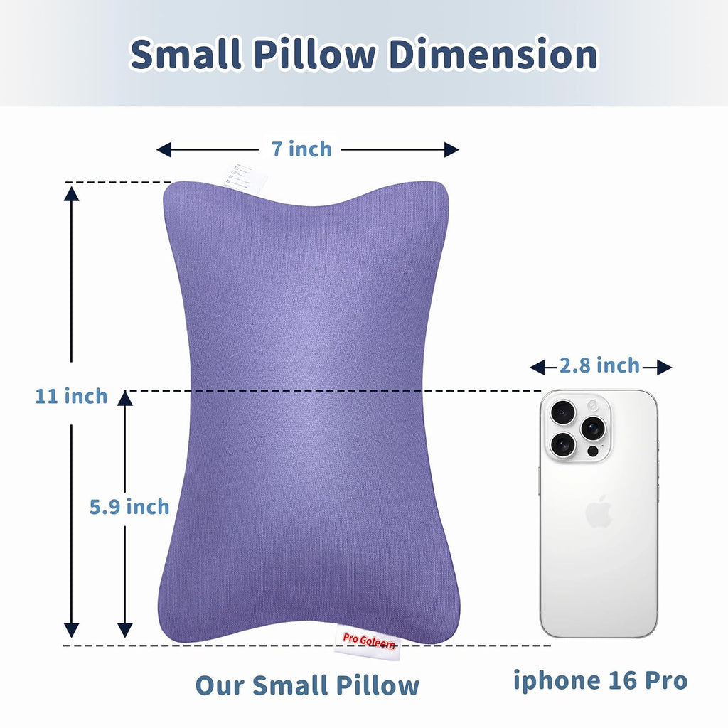 Pro Goleem Small Pillow 11"x7"x2.5" for Camping and Traveling with Name Tag Mini Tiny Pillow for Toddler Sleeping and Chair Car Air Nap…