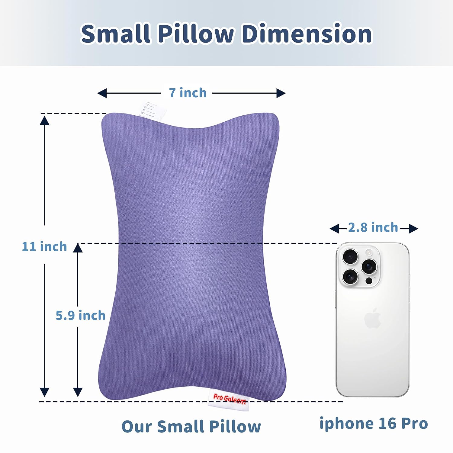 Pro Goleem Small Pillow 11"x7"x2.5" for Camping and Traveling with Name Tag Mini Tiny Pillow for Toddler Sleeping and Chair Car Air Nap…
