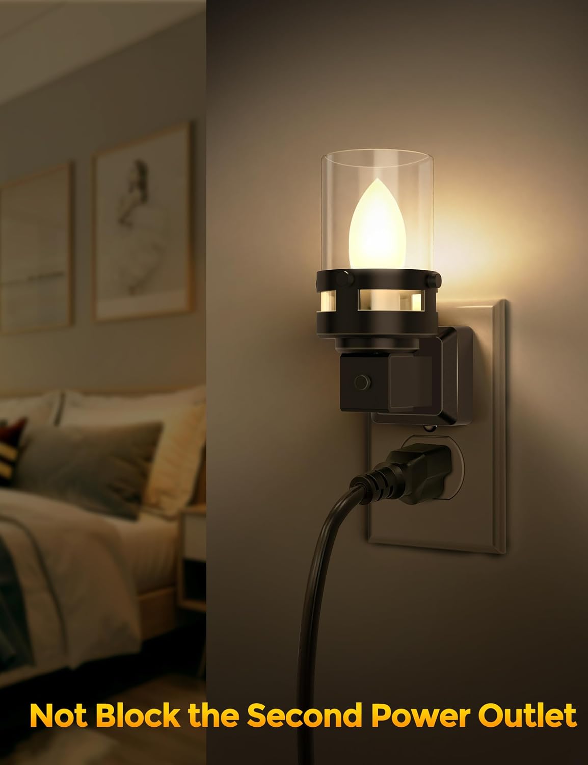 Briignite Candle Night Light Plug in [2 Pack], Vintage Night Lights Plug into Wall, LED Night Light with Dusk to Dawn Light Sensor, 3000K…