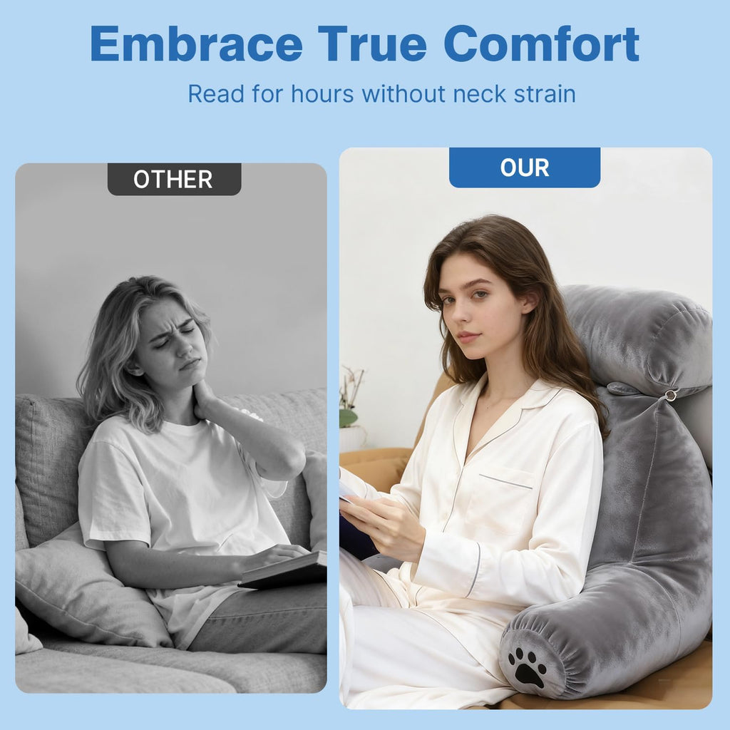Reading Pillow Plus, Crystal Velvet Back Pillow Bed Sitting Up for Adult & Children, Back Rest Pillow Support for Reading & Rest Bed, Add…
