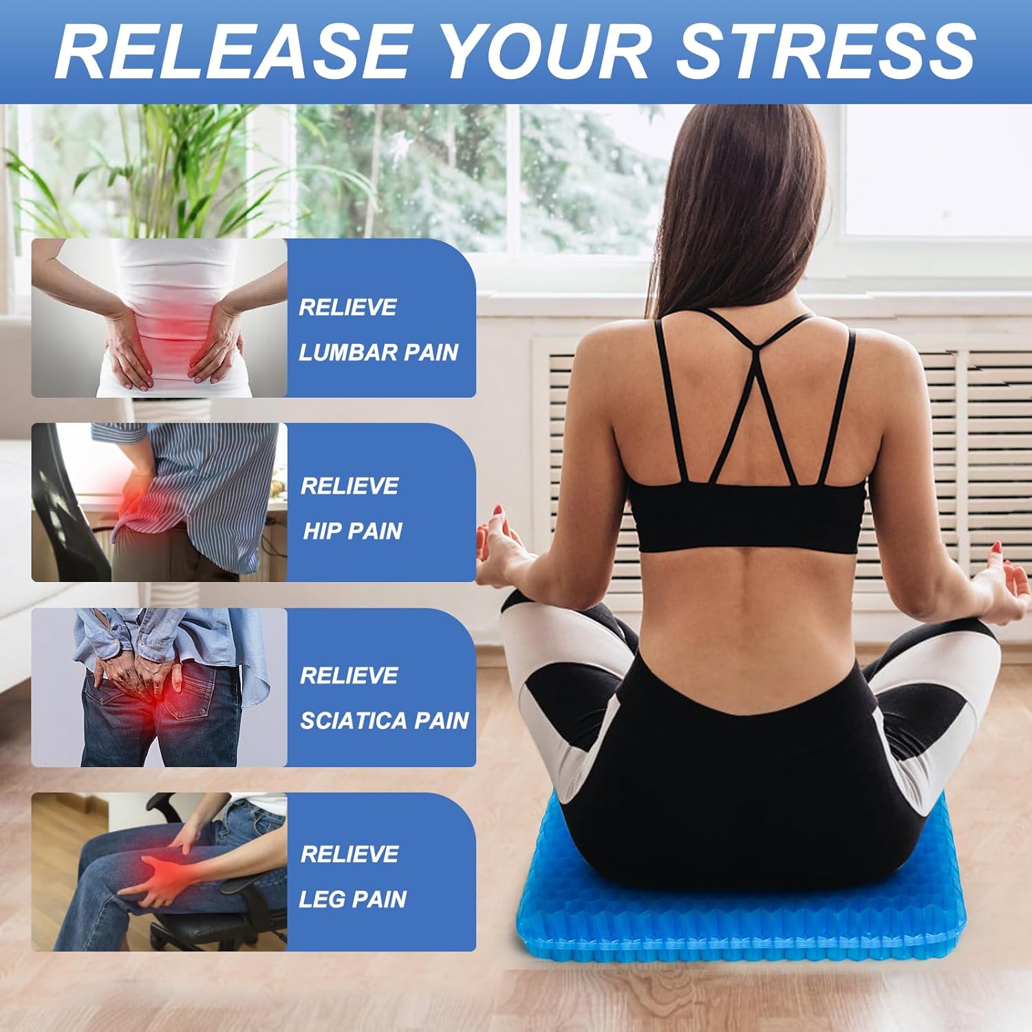 Gel Seat Cushion for Long Sitting - 18" x 16" x 2.4" (Extra Thick&Soft) Gel Cushion for People Over 200 lbs, Pressure Relief Cushion for…