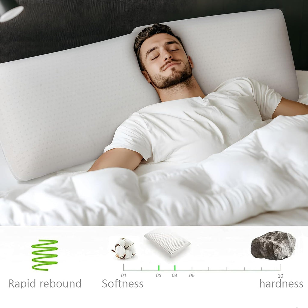 Talalay 100% Natural Premium Latex Pillow, Bed Pillow for Sleeping with Removable Cotton Cover, Helps Relieve Pressure, Breathable…