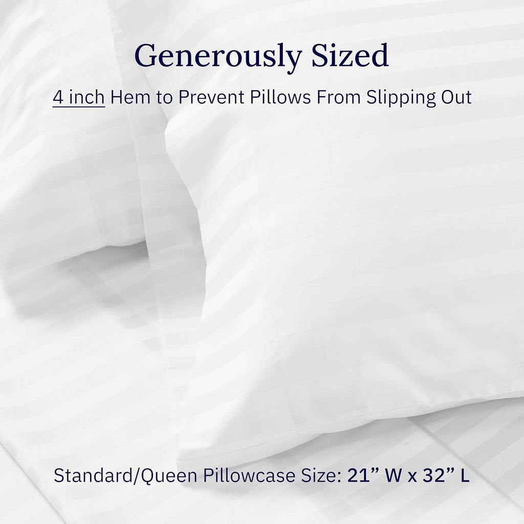 CALIFORNIA DESIGN DEN Soft & Silky 500 Thread Count 100% Cotton is Cool & Smooth, 2 White Standard Pillow Cases Fits Standard & Queen…