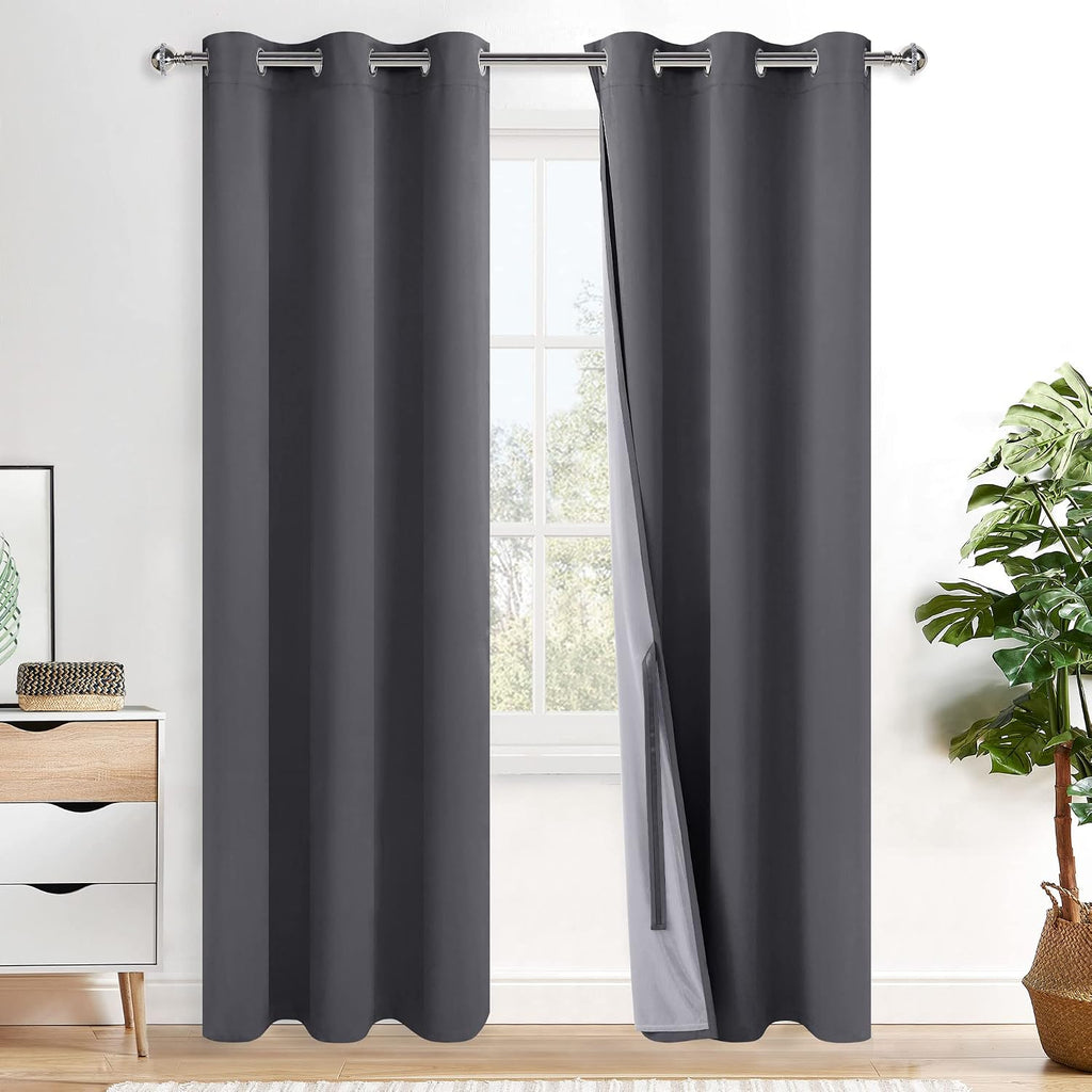Xwzo 100% Blackout Curtains 84 Inches Long - Heat and Full Light Blocking, Thermal Insulated Window Panels with Grommets for Bedroom/Nurser…