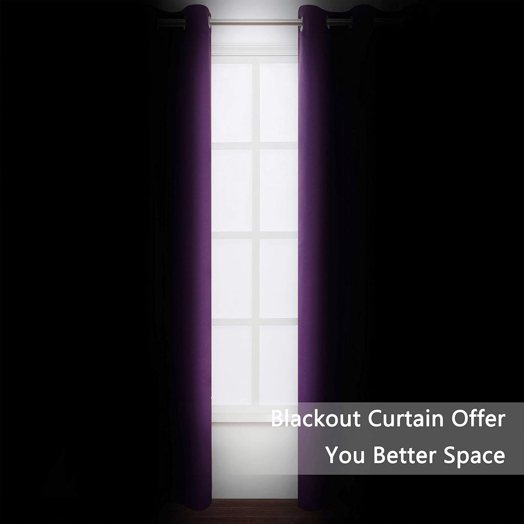Lemomo Purple Blackout Curtains 34 x 84 Inch Length/Set of 2 Curtain Panels/Thermal Insulated Room Darkening Blackout Curtains for Bedroom…