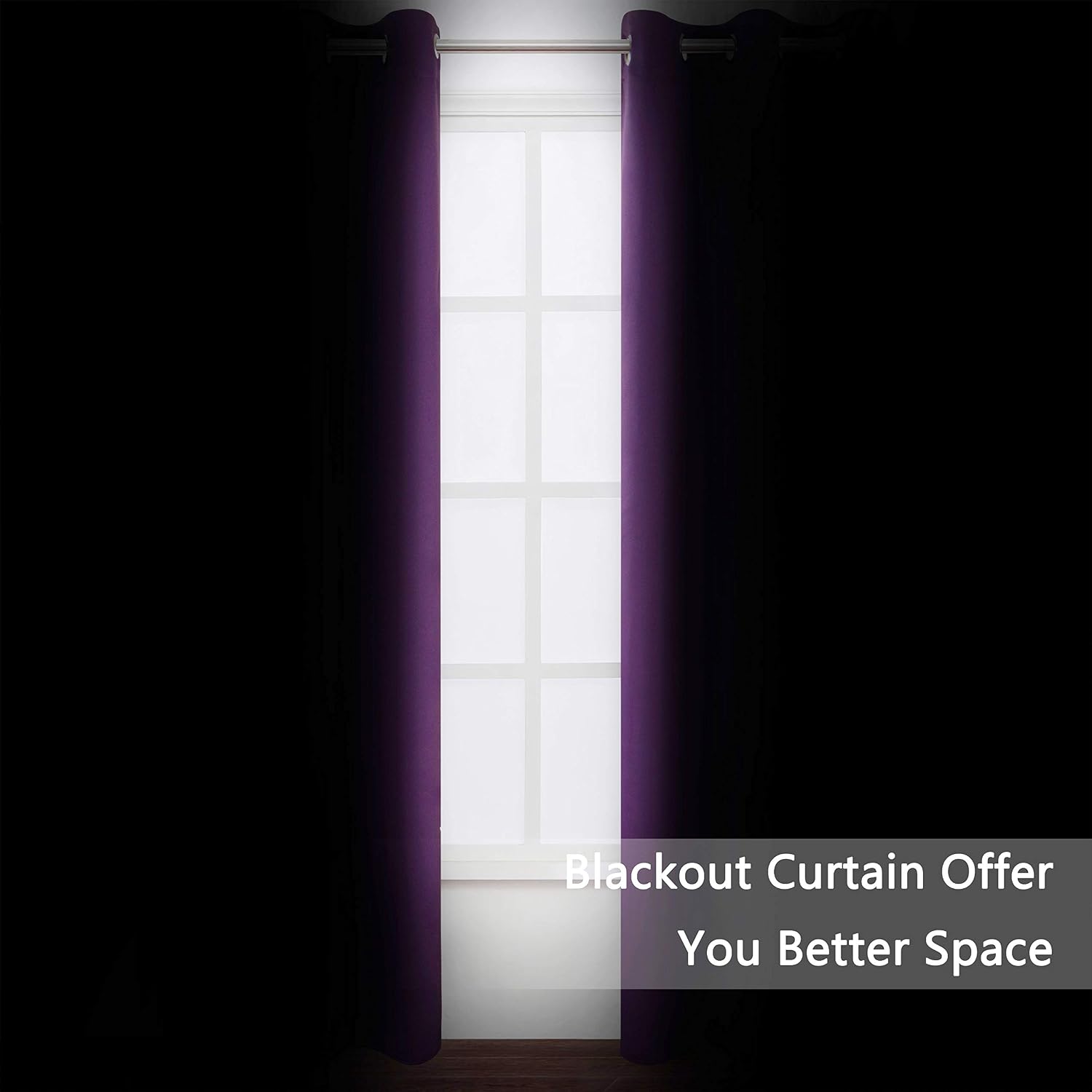 Lemomo Purple Blackout Curtains 34 x 84 Inch Length/Set of 2 Curtain Panels/Thermal Insulated Room Darkening Blackout Curtains for Bedroom…