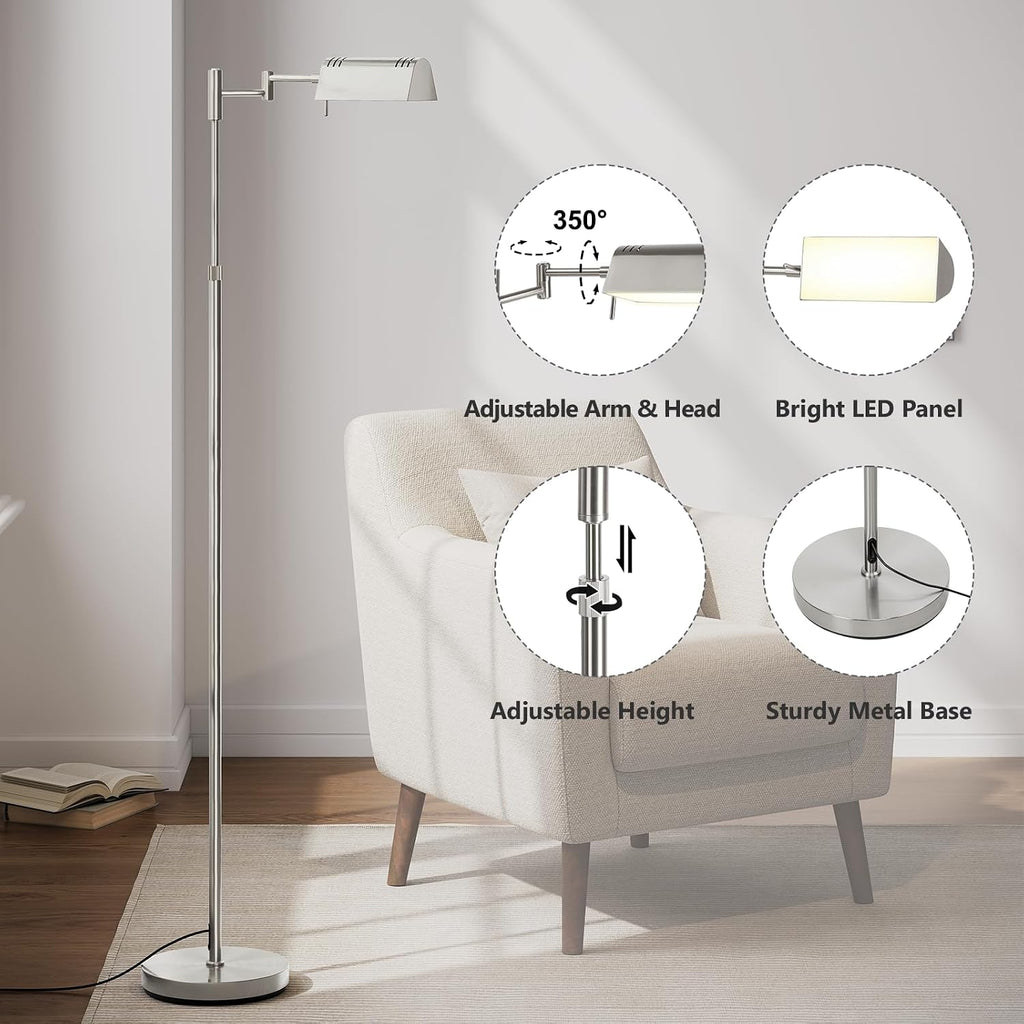 SUNMORY Dimmable LED Pharmacy Floor Lamp, 16W/1500LM Bright Reading Floor Lamp with Remote & Touch Control, 350°Swing Arm, Adjustable…