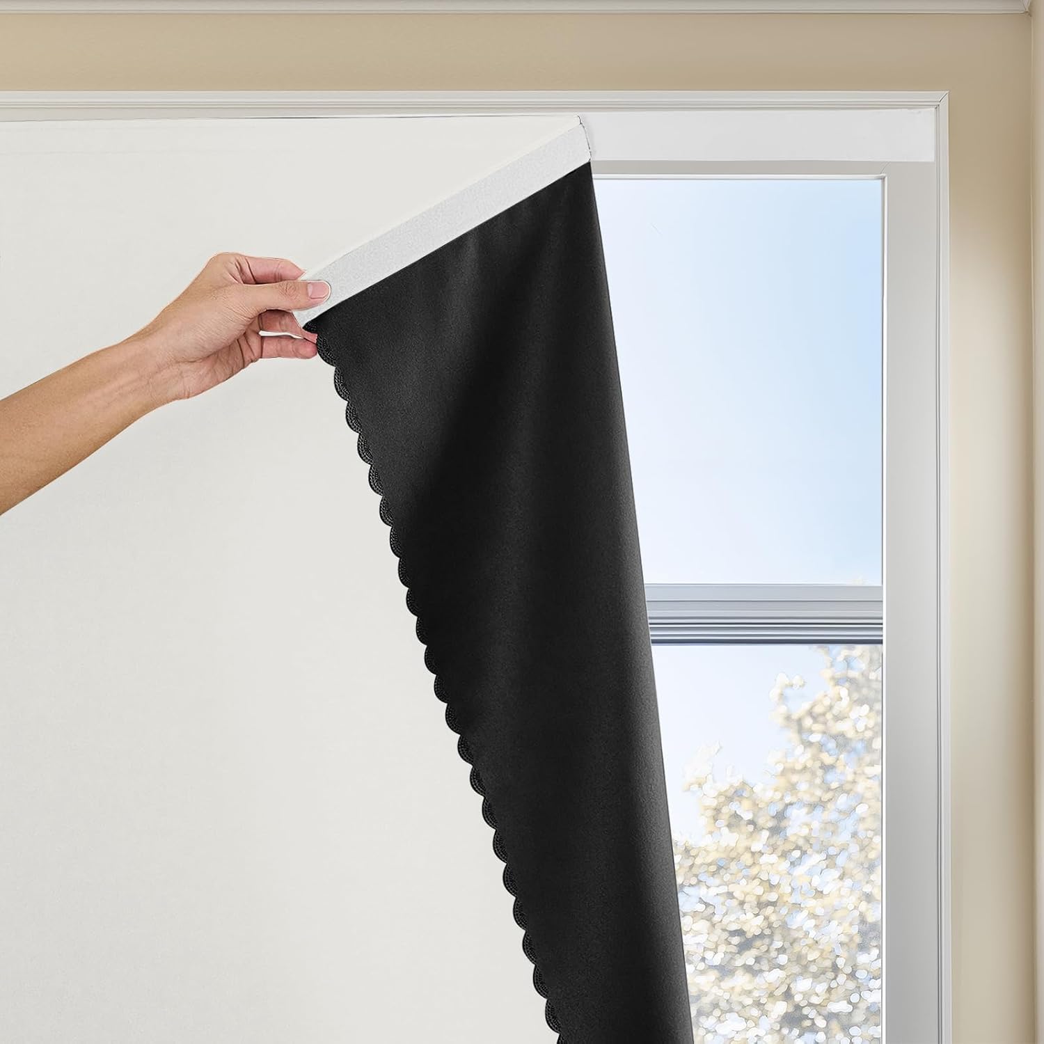 Jilron Magic Tape Stick on Portable Curtains for Windows, Bedroom Blackout Curtains for - Thermal Lnsulated No Drill Curtains Room Darkening…