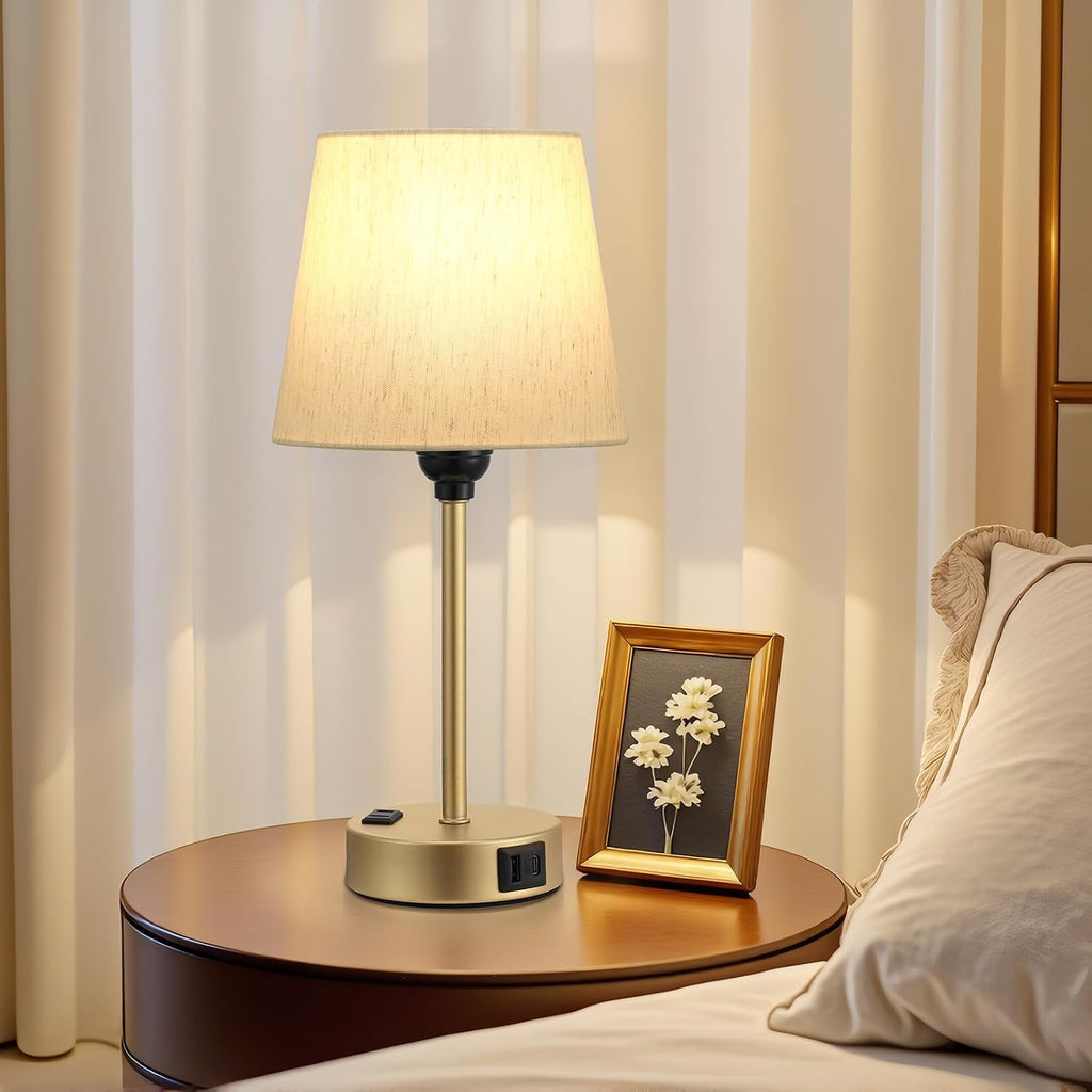 Lamp for bedrooms Set of 2 - Nightstand Bedroom Lamp with USB C Port and AC Outlet Charging, 3 Way Dimmable Touch Control Bed Side Table…