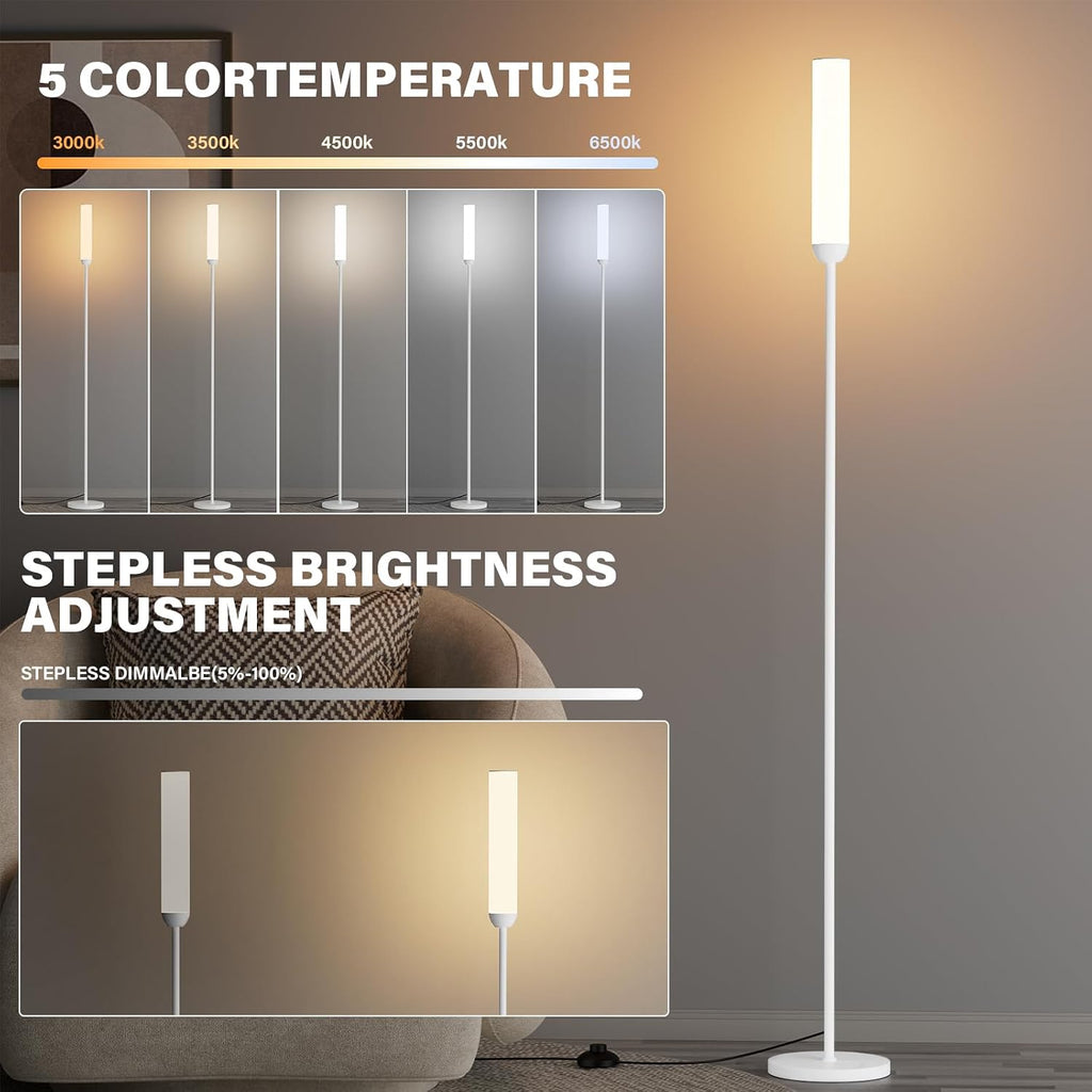 Ambimall LED Floor Lamp with Remote Control, 65" Standing lamp with Stepless Adjustable 3000K-6500K Colors & 30-100% Brightness, Foot…