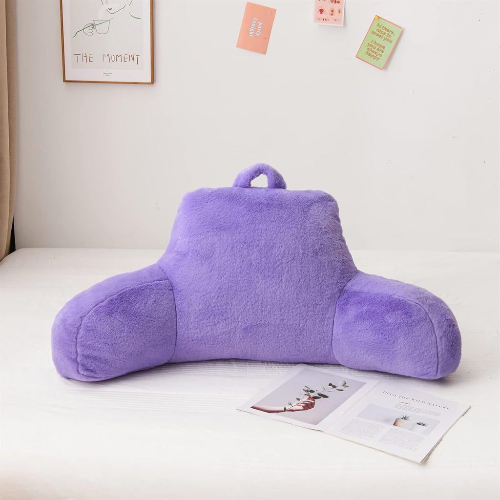 Aimuan Reading Pillow Bed Rest Pillow with Arms Rabbit Fur Cushion for Adults Teens Incline Rest Sitting up & Sleeping Snoring Pillow…