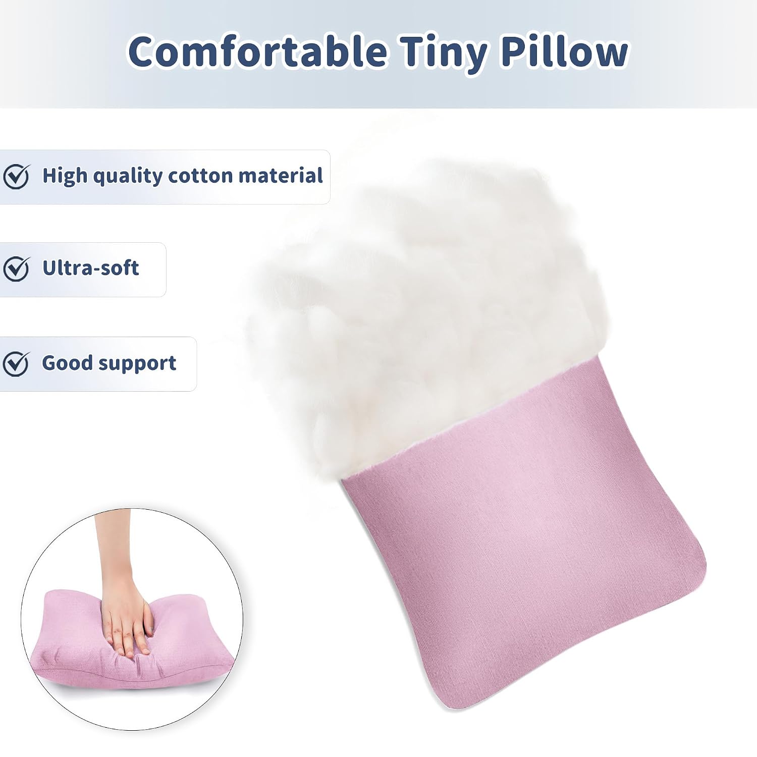 Pro Goleem Small Pillow 11"x7"x2.5" for Camping and Traveling with Name Tag Mini Tiny Pillow for Toddler Sleeping and Chair Car Air Nap…