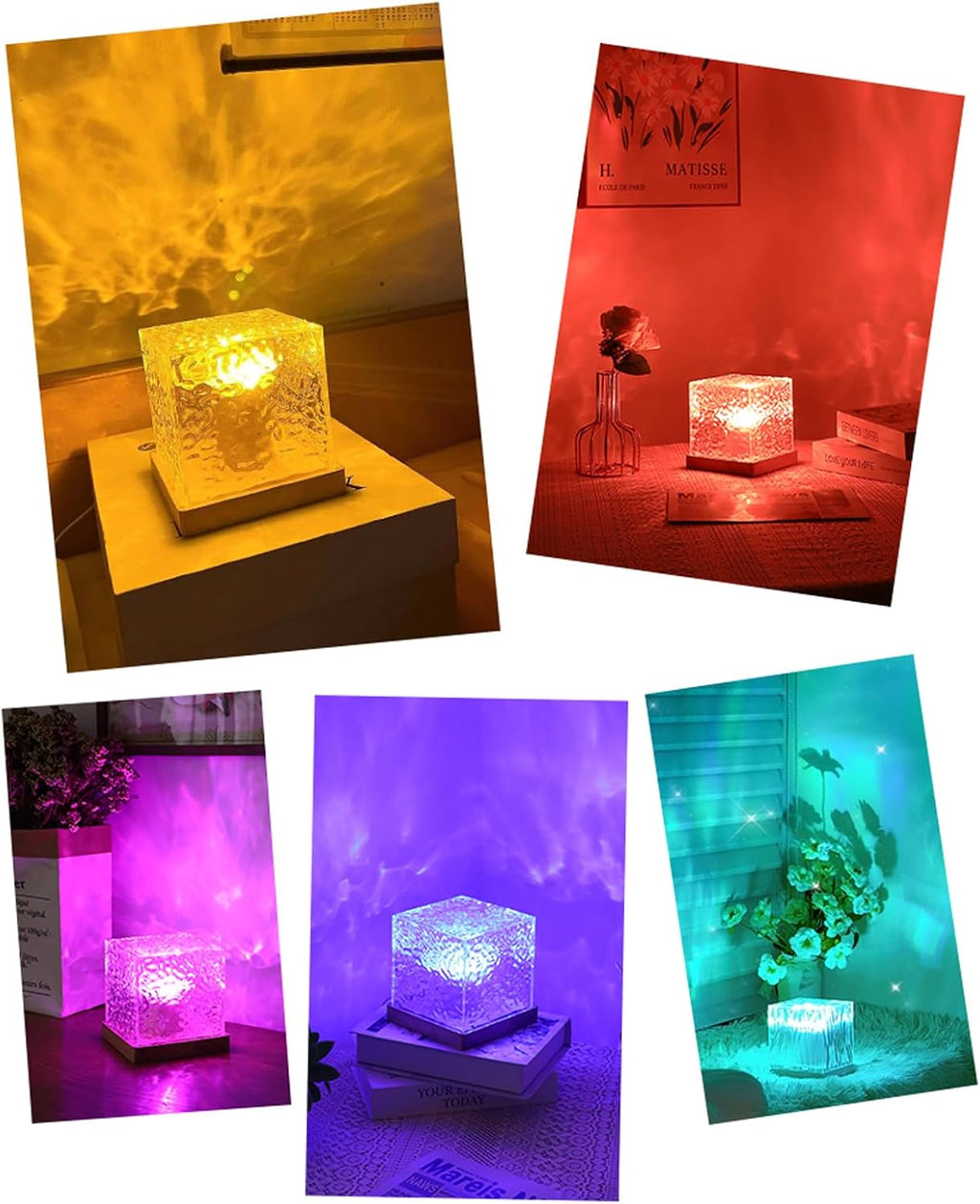 Ocean Wave Projector Light, 16 Color Rechargeable Ocean Lamp, with Power Touch Control and Remote Control Luminorthe Cube Lamp, Bringing…