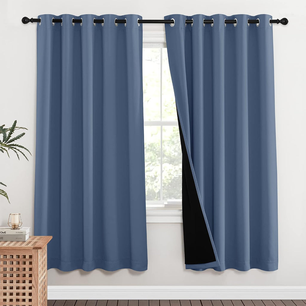 Nicetown Full Shade Curtain Panels 72 inches Long, Pair of Energy Smart & Noise Blocking Out Blackout Drapes for Guest Room Window, Thermal…