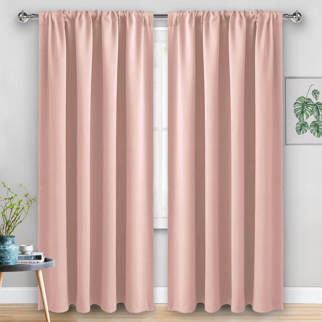 Jiuzhen Blackout Curtains for Bedroom - 60 Inch Extra Wide Thermal Insulated Room Darkening Privacy Soundproof Curtains for Living Room, Se…