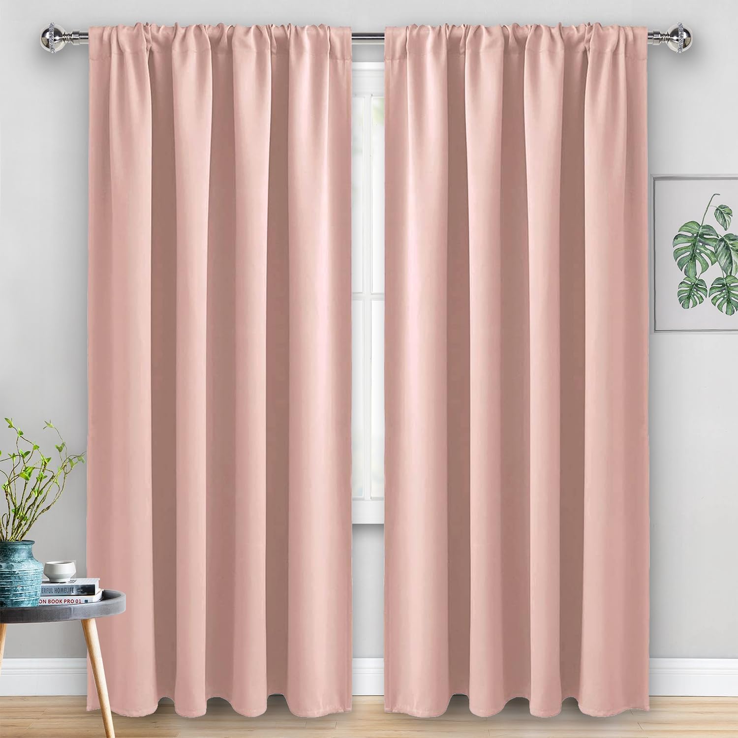 Jiuzhen Blackout Curtains for Bedroom - 60 Inch Extra Wide Thermal Insulated Room Darkening Privacy Soundproof Curtains for Living Room, Se…