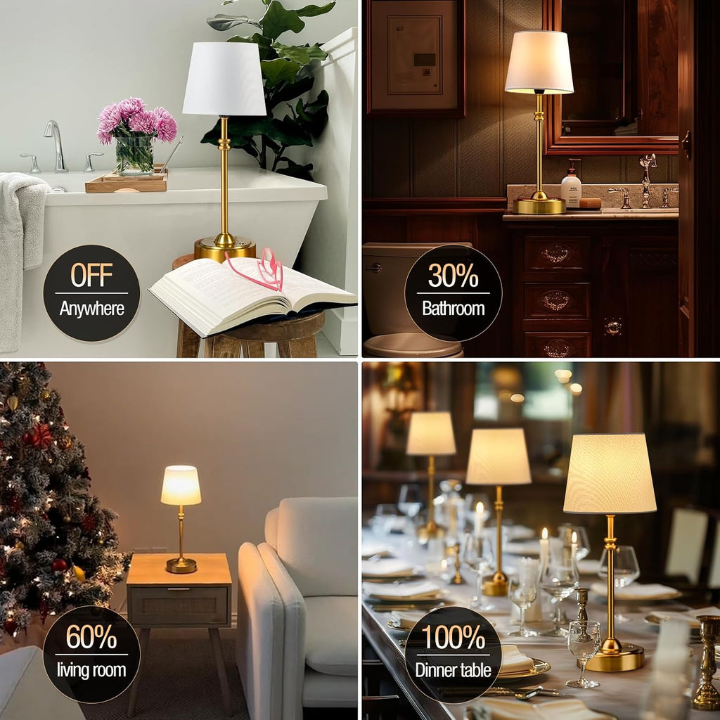 ONEWISH Cordless Lamp-Battery Operated Table lamp, 4000mAh Rechargeable, Stepless Dimmable, Small Touch Bedside Lamp with Fabric Shade…