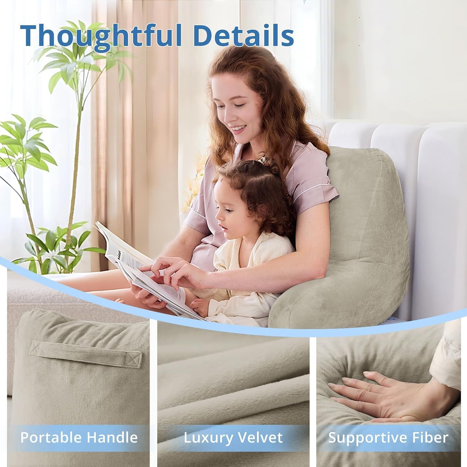 Sasttie Reading Pillow for Sitting in Bed Adult, Back Pillow for Bed Sitting Up, Backrest Back Support Chair Pillow, College Dorm…