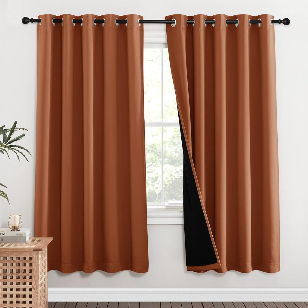 Nicetown 100% Blackout Window Curtain Panels, Cold and Full Light Blocking Drapes with Black Liner for Nursery, 84 inches Drop Thermal Insu…