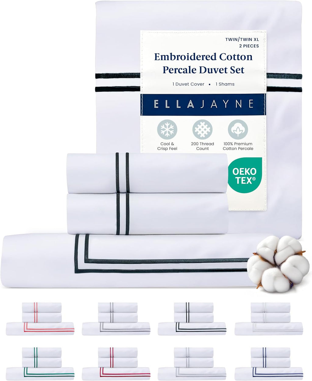 Ella Jayne Twin Duvet Cover (2 Pieces), 100% Cotton Percale, Twin/Twin XL, Soft, Breathable & Lightweight Including Duvet Cover Twin (1…
