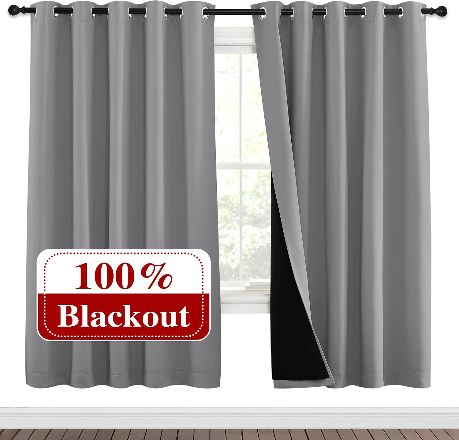 Nicetown Full Shade Curtain Panels, Pair of Energy Smart & Noise Blocking Out Blackout Drapes for Dining Room Window, Thermal Insulated Gue…