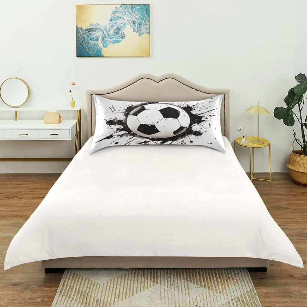 Soccer Ball Pillow Covers Silk Pillowcase for Hair and Skin Soft Smooth Breathable Cooling Satin Pillowcase Standard Size Pillow Case for…