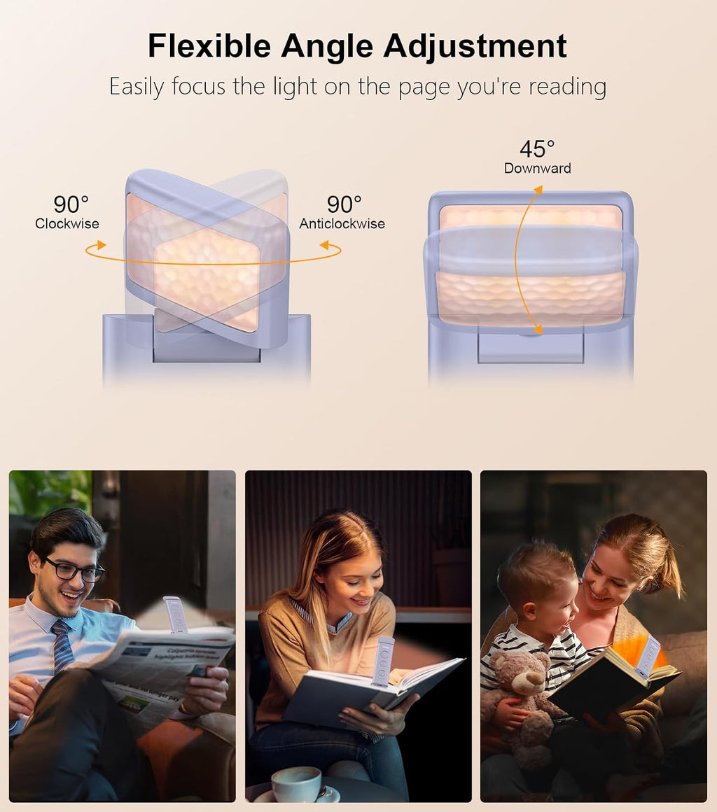 Gritin Book Light Rechargeable, Eye Caring 3-Color & 5-Brightness Clip on LED Reading Light for Books in Bed- Stepless Dimming, Long…
