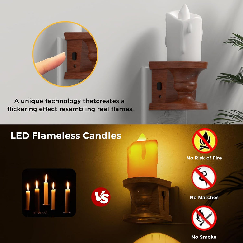 L LOHAS LED Night Light,[2-Pack] Flameless Candle Night Light with 3 Lighting Model, Dusk to Dawn Sensor,0-100LM Brightness…