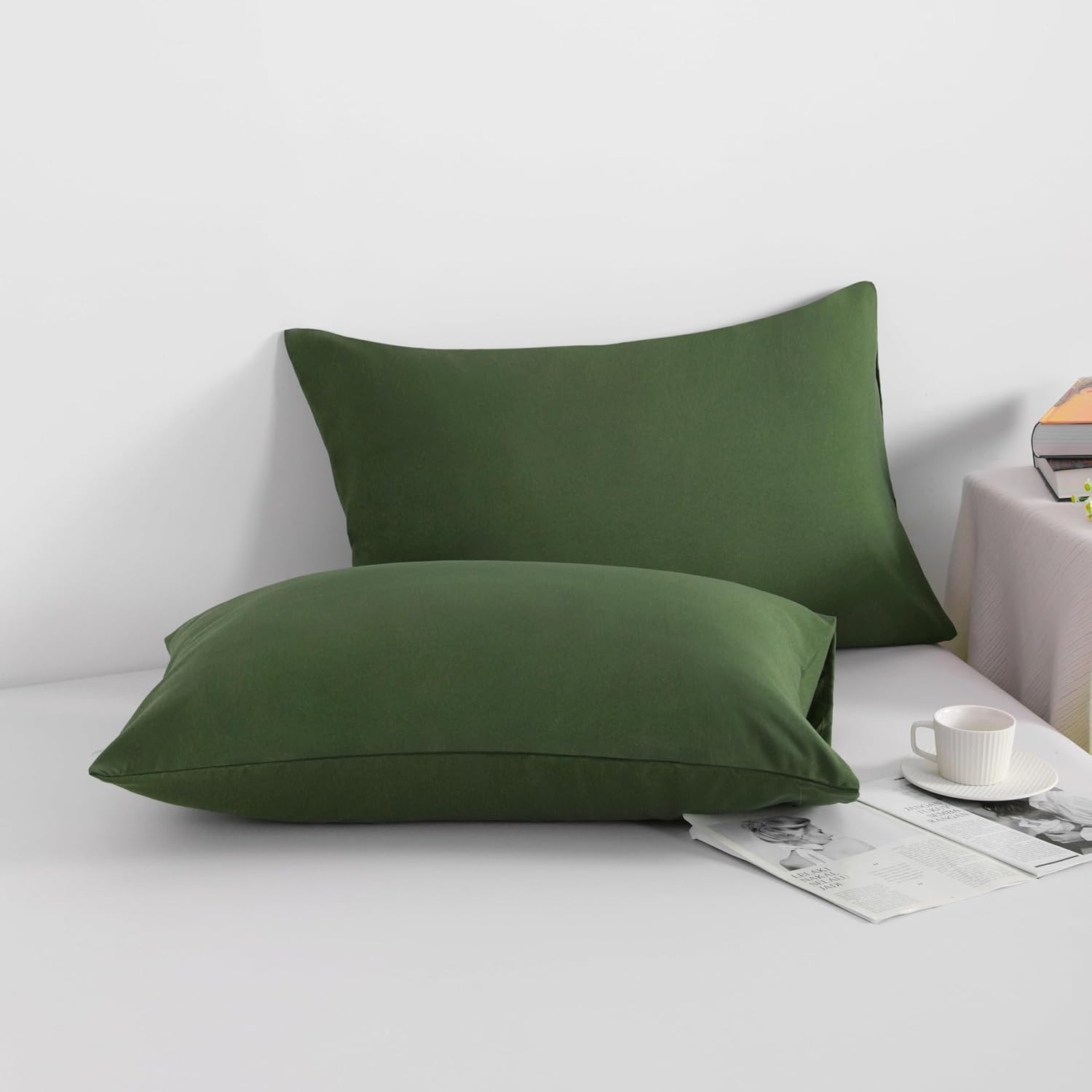 Ntbay King Pillowcase Set - 2 Pack Brushed Microfiber 20x36 Pillowcases - Soft, Wrinkle-Free, Fade-Resistant, Stain-Resistant, Olive Green…