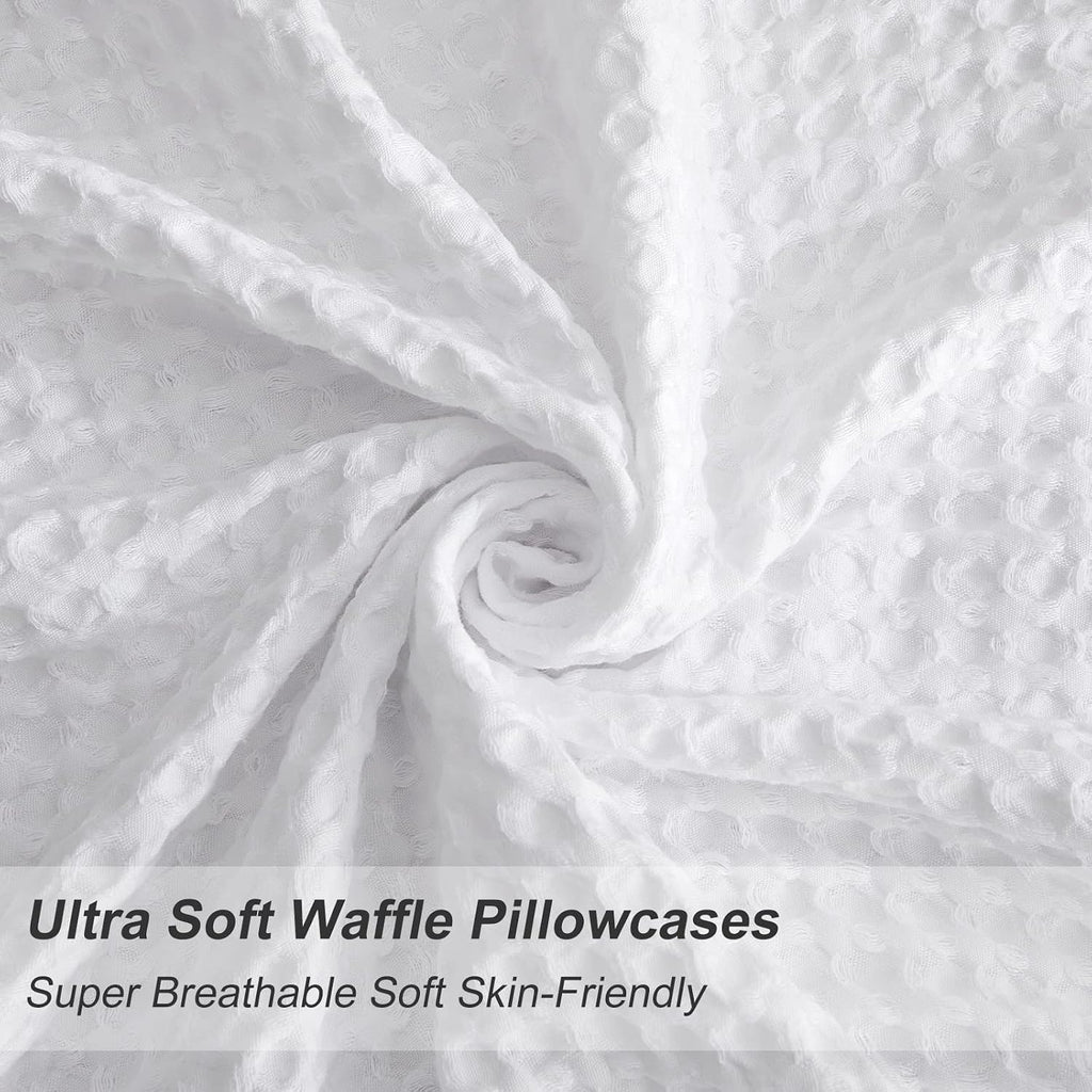 Phf Ultra Soft Waffle Weave Pillow Shams Queen Size, No Insert, 2 Pack 20" x 30" Pillowcases, Breathable & Skin-Friendly Pillow Cases, Styli…