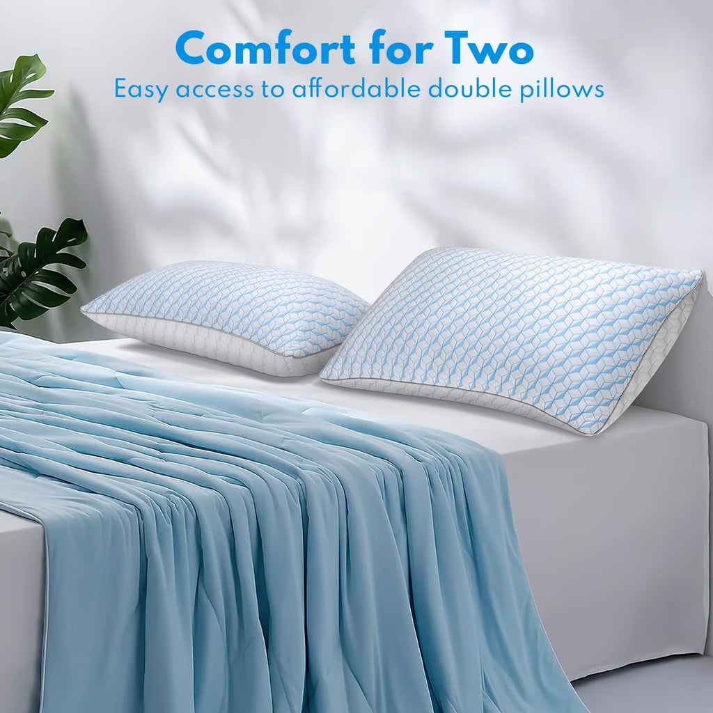 Heycuzi Bed Pillows Queen Size for Sleeping - Breathable Cooling Down Alternative Soft Pillows Set of 2 for Side, Back, and Stomach Sleeper…