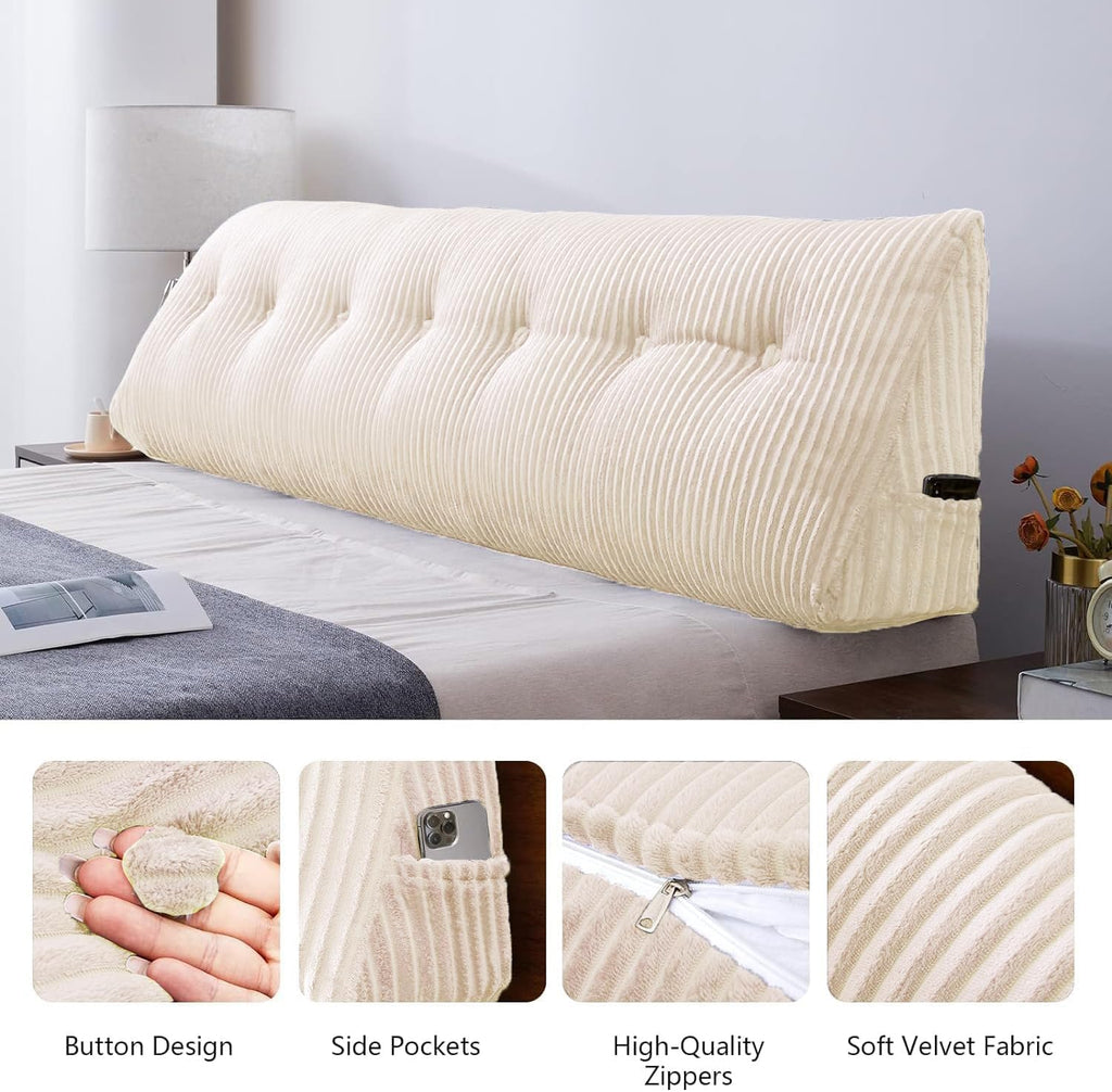 Sliguy Large Headboard Pillow, Headboard Wedge Pillow Bed Rest Reading Pillow Bolster Triangular for Sitting in Bed-Backrest Positioning Su…