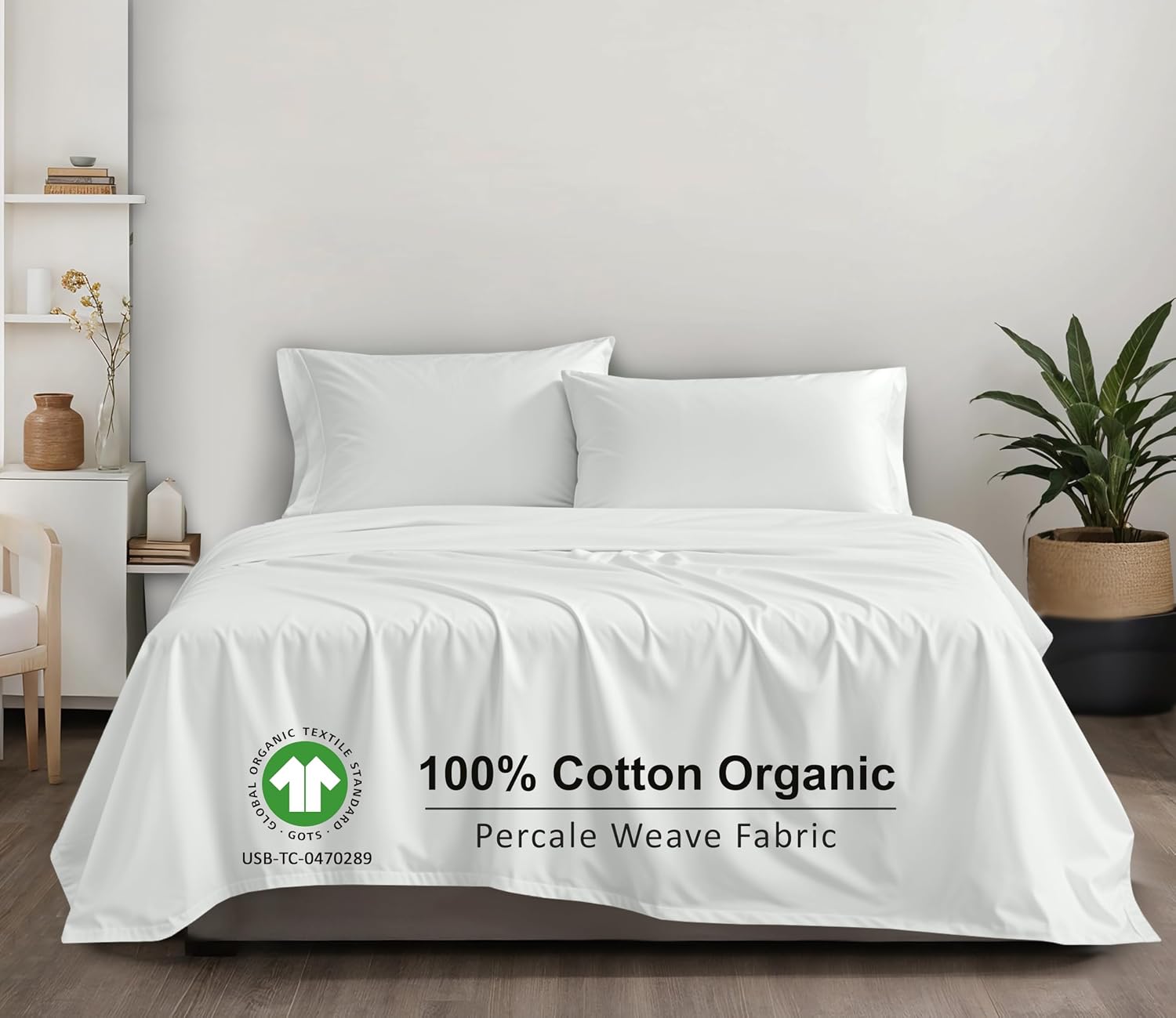 Ruvanti 100% Cotton Organic Percale Sheets Queen Size – Crisp Cooling Bed Sheets for Hot Sleepers, Deep Pocket 15”, Soft Peach Finish, Brea…