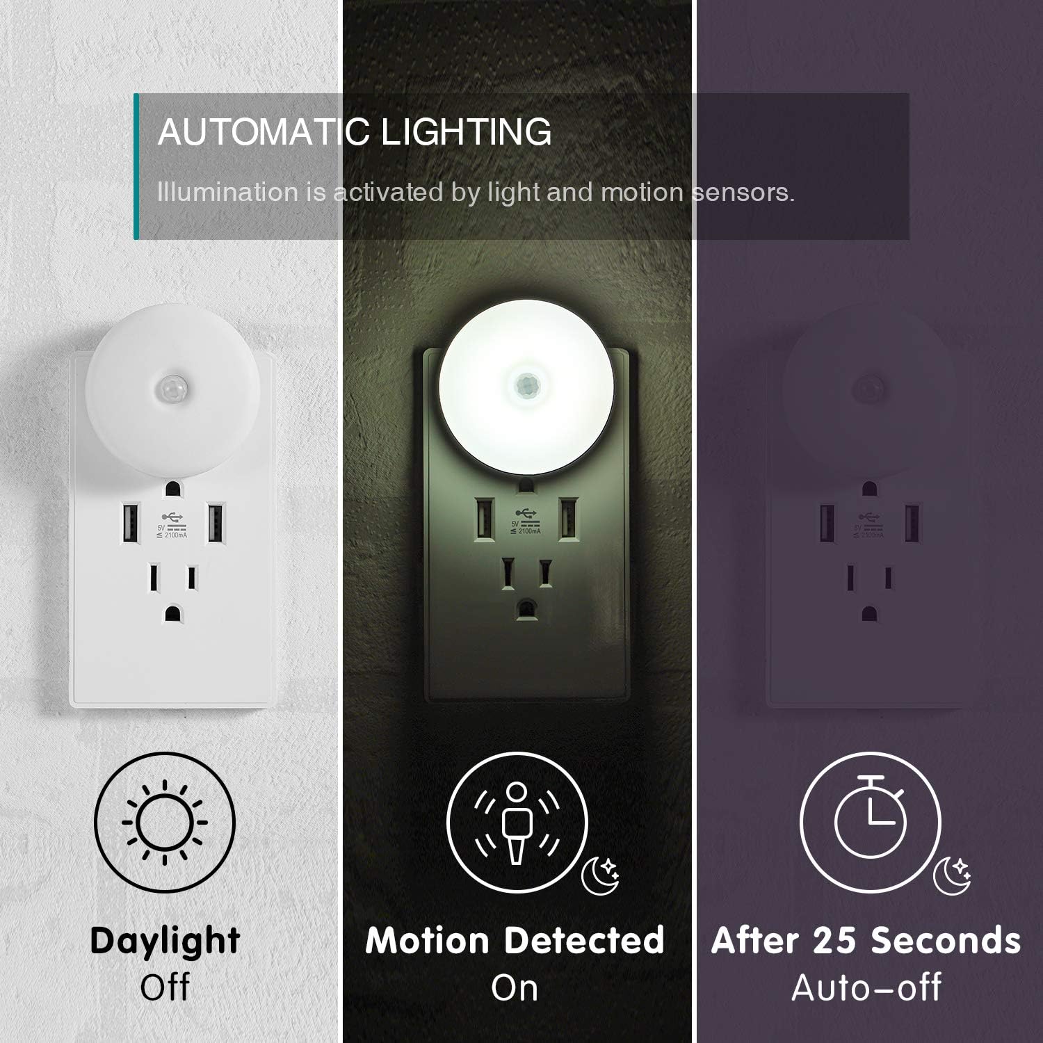 LED Motion Sensor Night Light, Sensor Night Light Plug in, Motion Nightlight Plug into Wall, Energy Efficient, Cool White Night Light for…