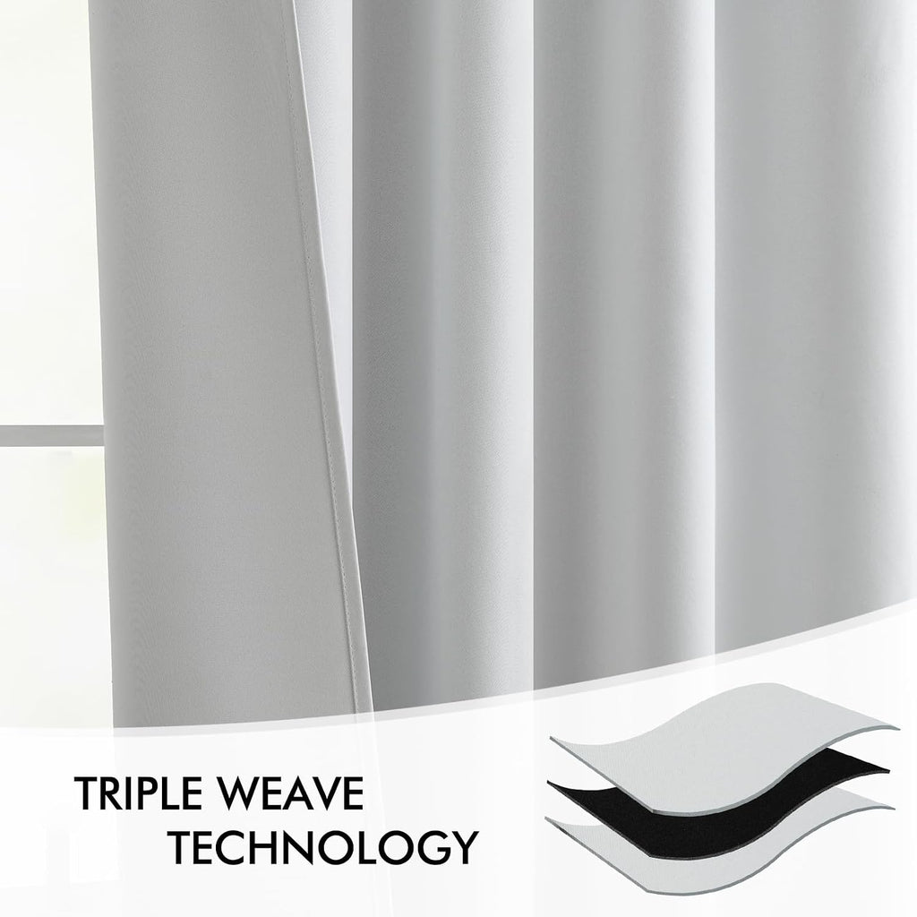 Miulee Greyish White Back Tab Blackout Curtains 72 Inches Long 2 Panels Set for Living Room Bedroom Privacy, Rod Pocket/Pinch Pleat Thermal…