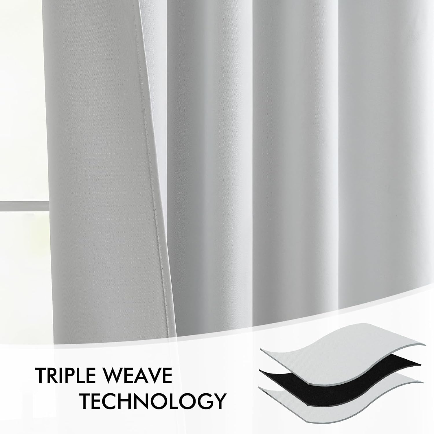Miulee Greyish White Back Tab Blackout Curtains 72 Inches Long 2 Panels Set for Living Room Bedroom Privacy, Rod Pocket/Pinch Pleat Thermal…