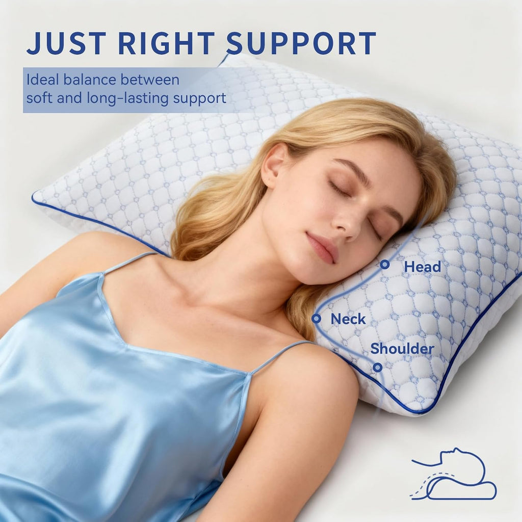 Yagamo Bed Pillows Standard Size Set of 2 for Sleeping, Soft and Supportive Bed Pillows with Memory Foam Filling for Side and Back S…