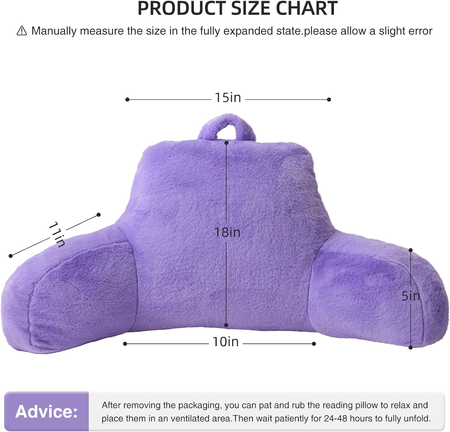 Aimuan Reading Pillow Bed Rest Pillow with Arms Rabbit Fur Cushion for Adults Teens Incline Rest Sitting up & Sleeping Snoring Pillow…