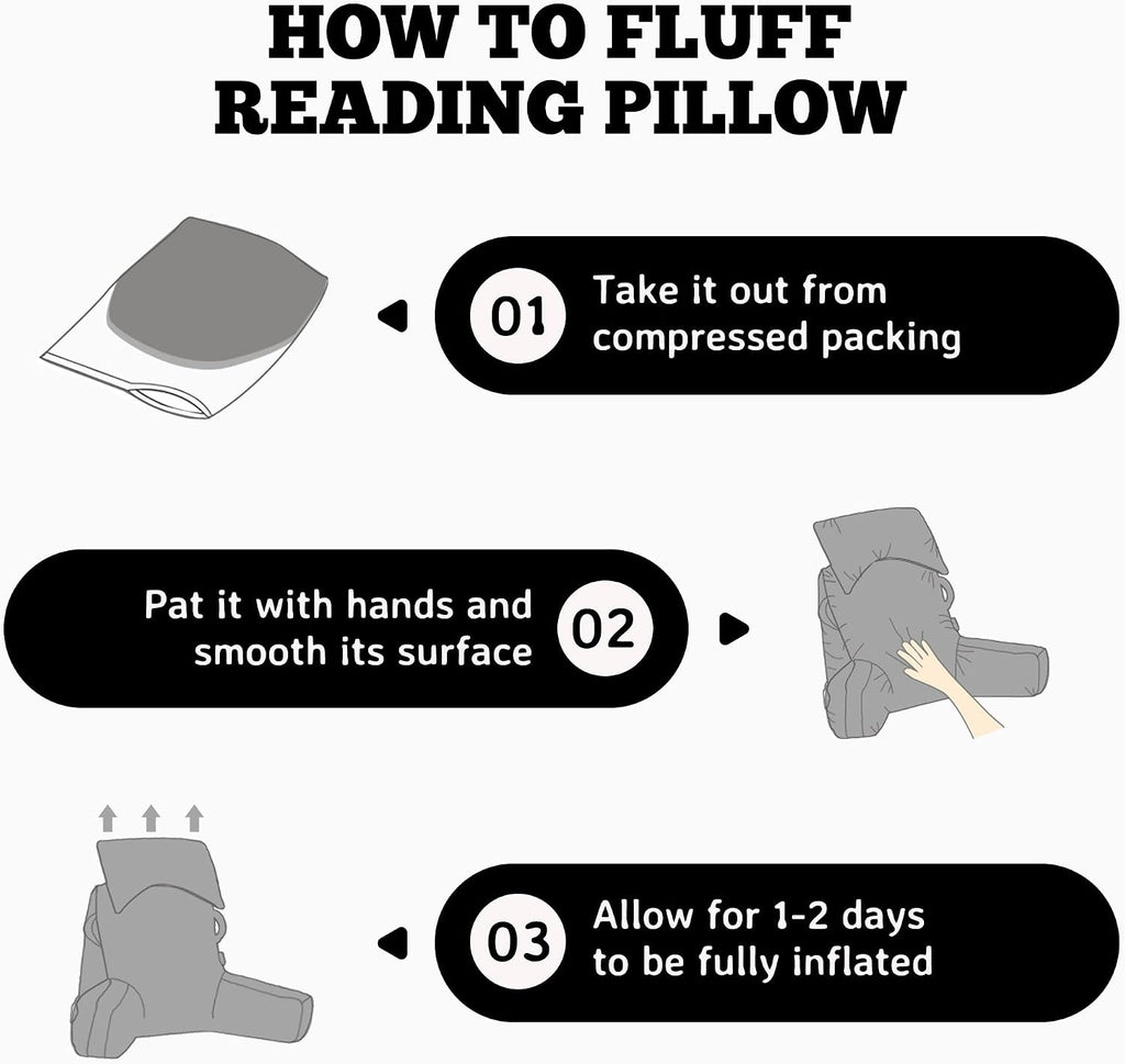 Unisakey Portable Reading Pillows with Headrest for Bed Sitting Up(Black Oeko-Tex), Velvet Back Pillow with Arms & Pockets for Adults…