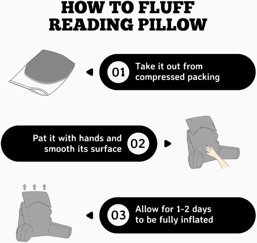 Unisakey Portable Reading Pillows with Headrest for Bed Sitting Up(Grey Oeko-Tex), Velvet Back Pillow with Arms & Pockets for Adults…