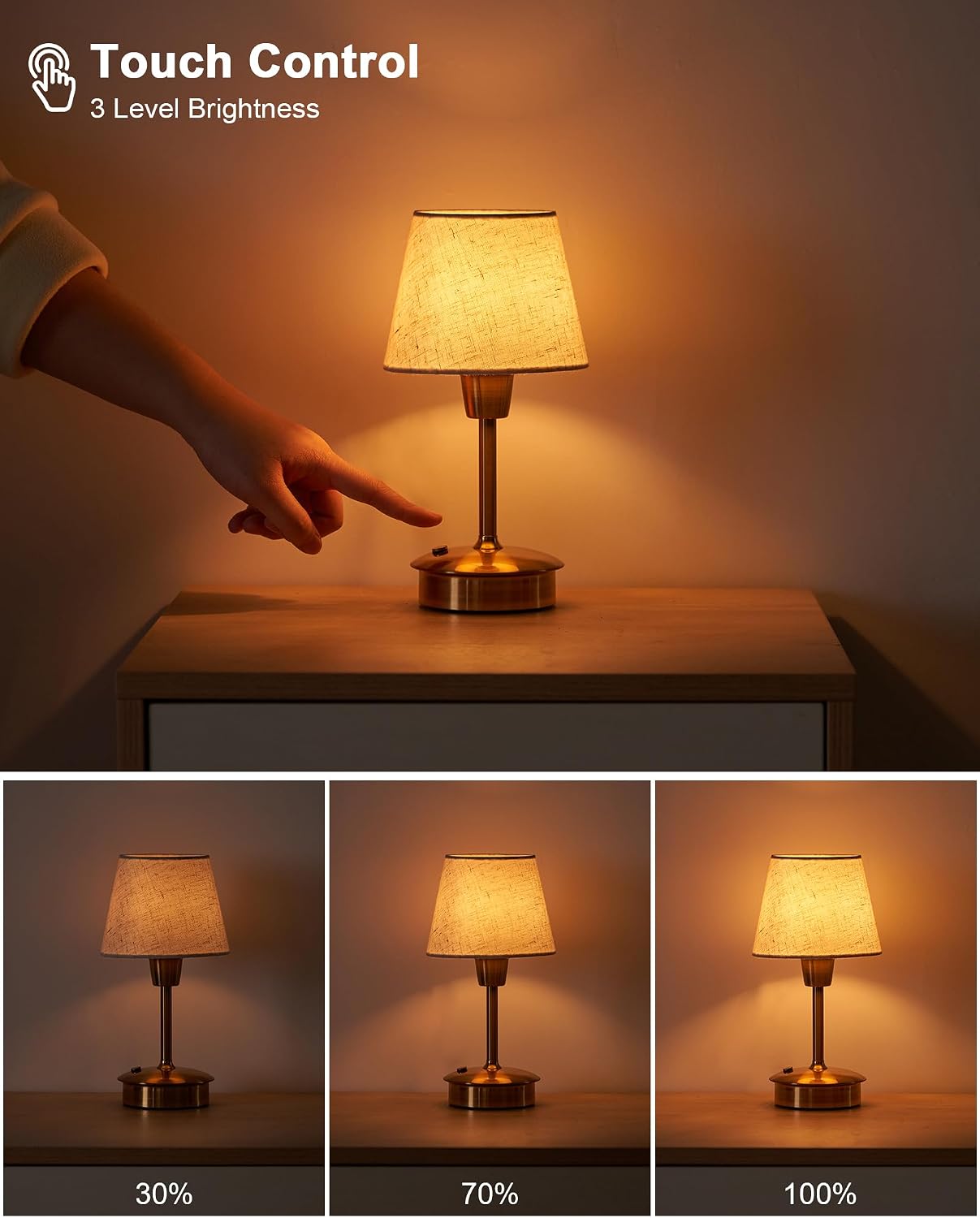2 Pack Small Cordless Table Lamp for Restaurant Dinner Table, 5200mAh Battery Operated Lamps, Rechargeable Portable Dimmable Touch…
