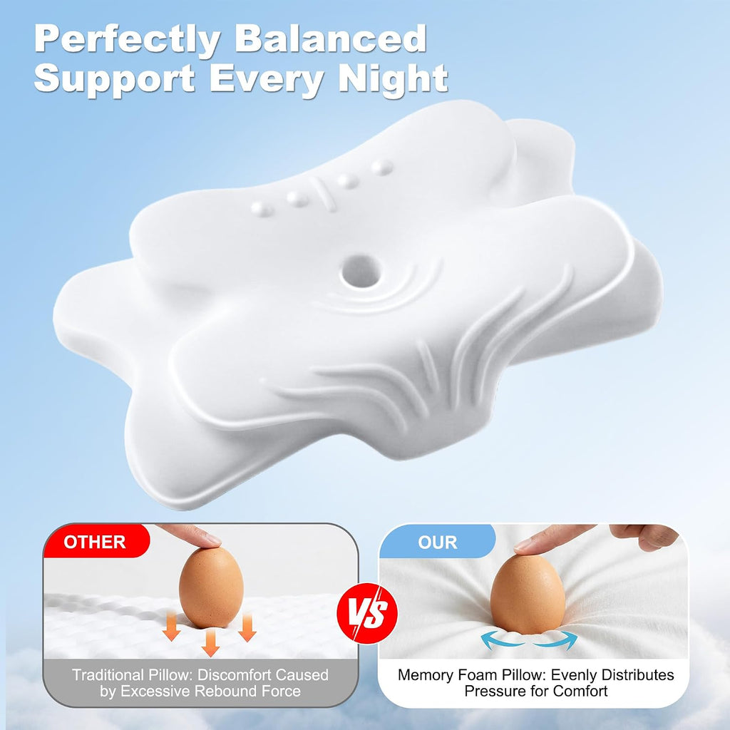 VYLEETechnologyLLC VYLEE Cervical Neck Pillow for, Ergonomic Memory Foam Pillow for Neck Support, Cooling Contour Orthopedic Pillow for Si…