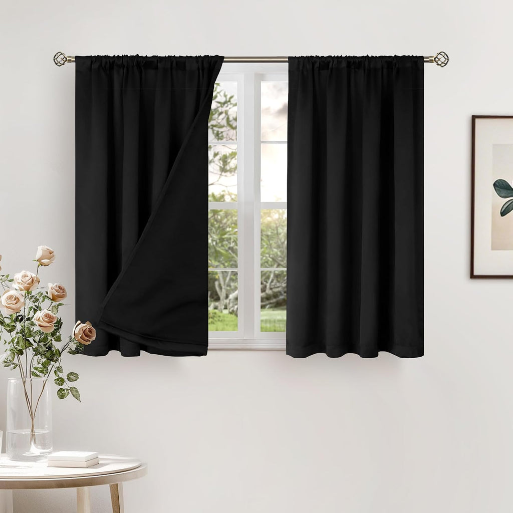 BGment Short Blackout Curtains for Small Window 40 Inch Long, Thermal Insulated Full Room Darkening Bedroom Curtains Soundproof Privacy…