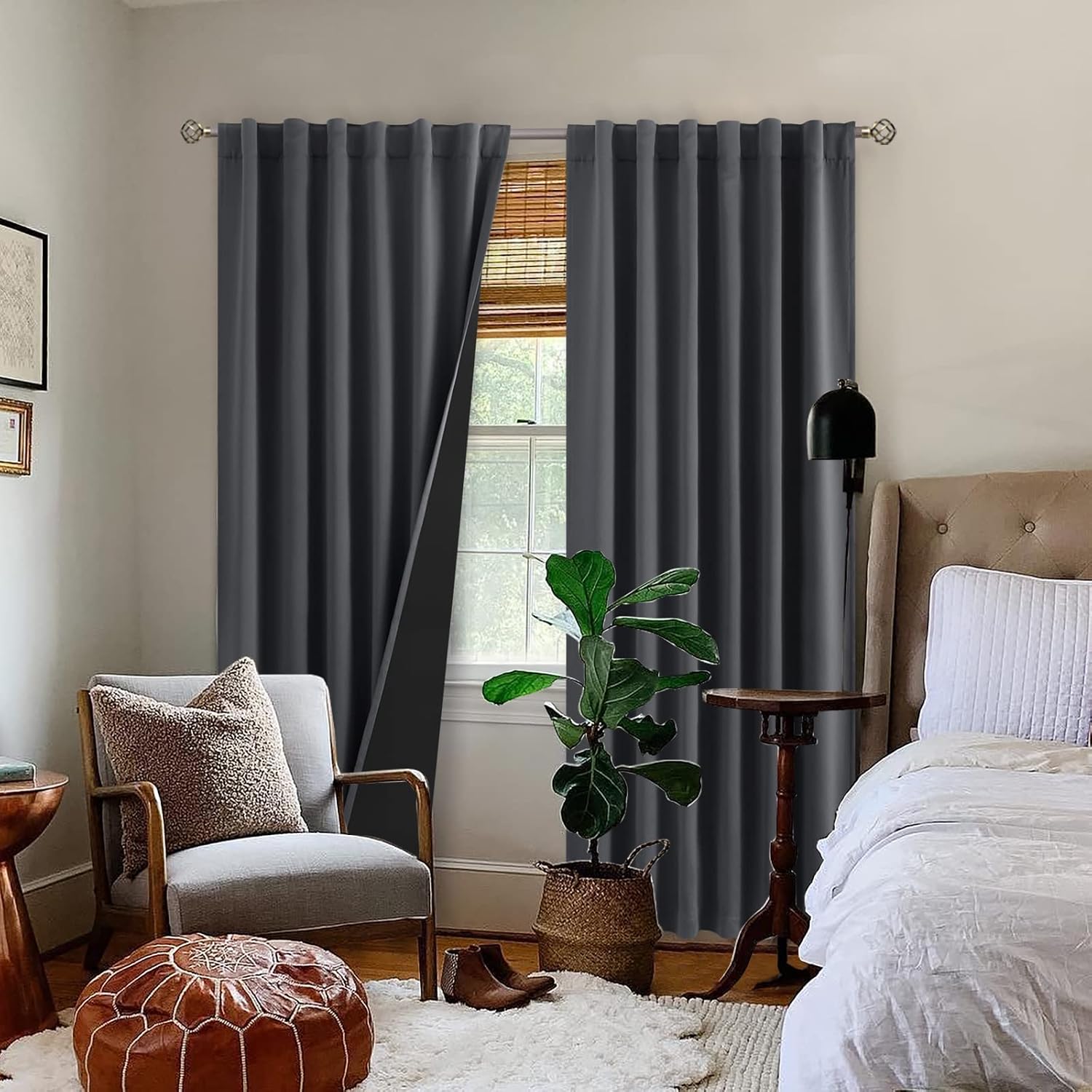 BGment 100% Room Darkening Thermal Insulated Blackout Curtains 84 Inches Long for Bedroom, Rod Pocket and Back Tab Double Layer Noise…