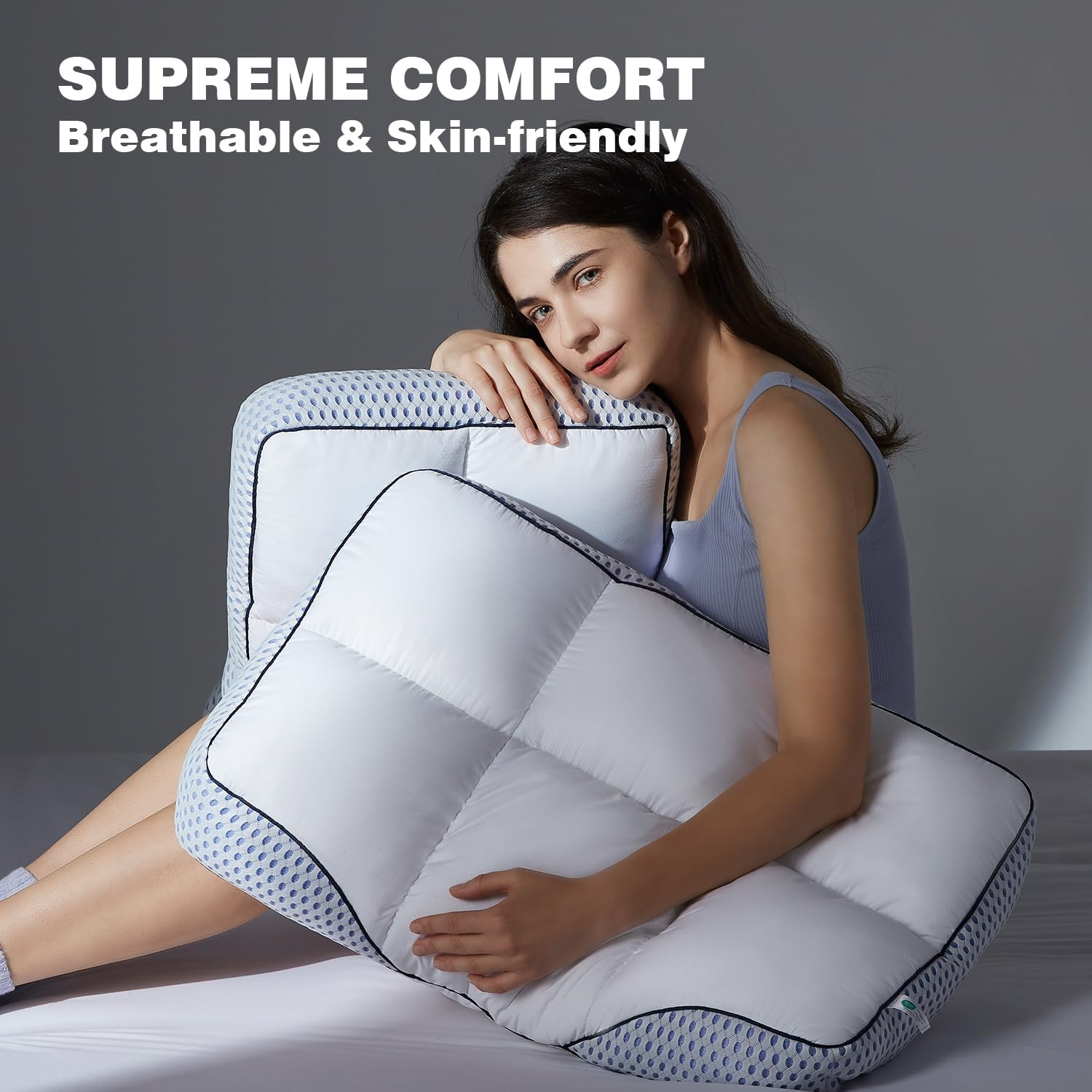 Glaciman Firm Shredded Memory Foam Bed Pillow, Ergonomic Neck and Shoulder Support for Back and Side Sleepers, Machine Washable, Breathable…