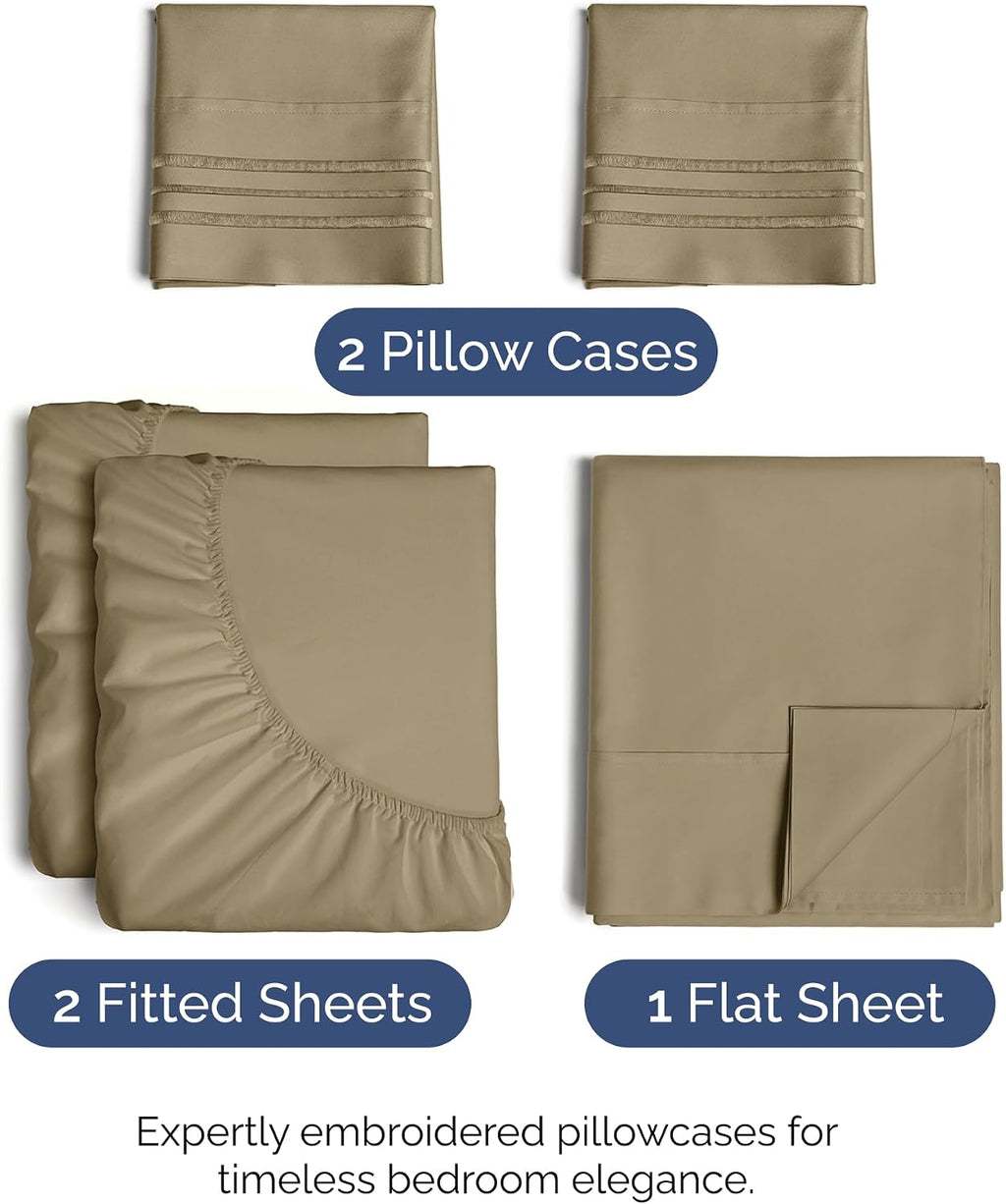 Split King Size 5 Piece Sheet Set - Comfy Breathable & Cooling Sheets - Hotel Luxury Bed Sheets for Women & Men - Deep Pockets, Easy-Fit…