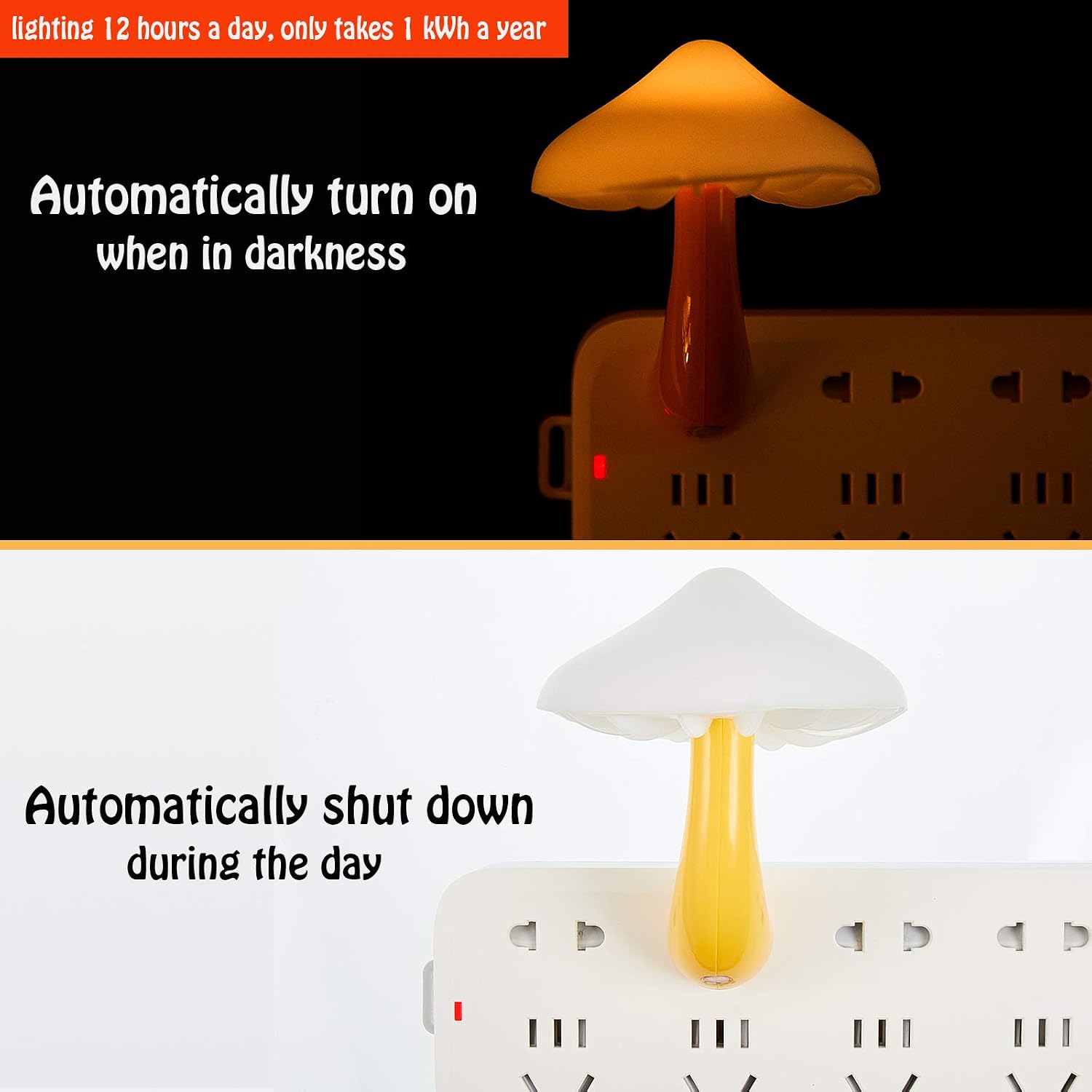 Honoson 4 Pieces Mushroom Night Light LED Night Light Plug in Lamp 7 Color Magic Mini Pretty Mushroom Shaped Lamp Adults(Yellow Light…